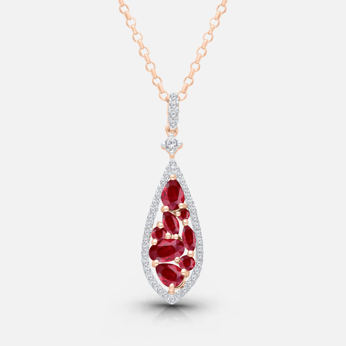 Ruby & Diamond Mosaic Necklace RUBY