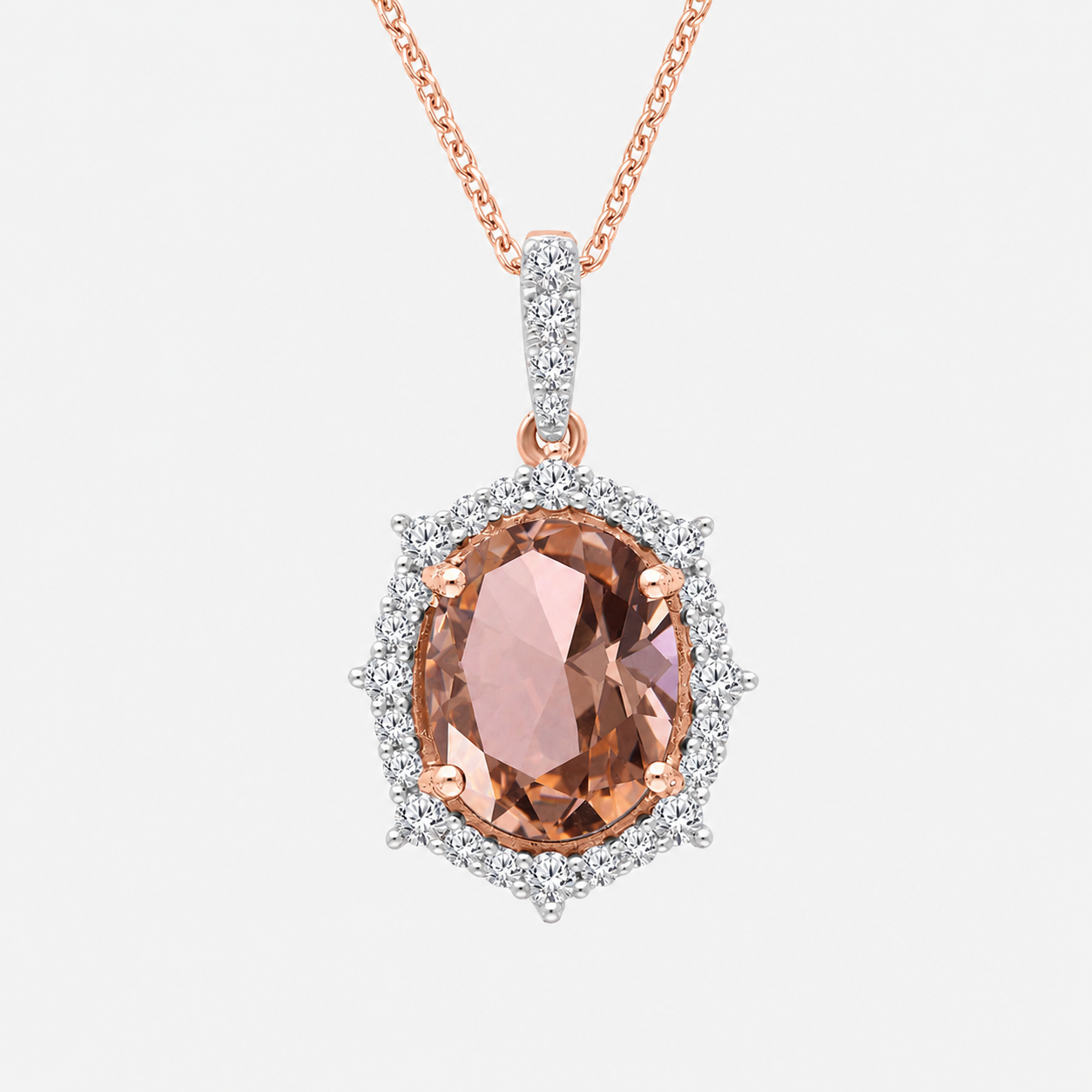 Prism Morganite & Diamond Pendant Necklace Morganite