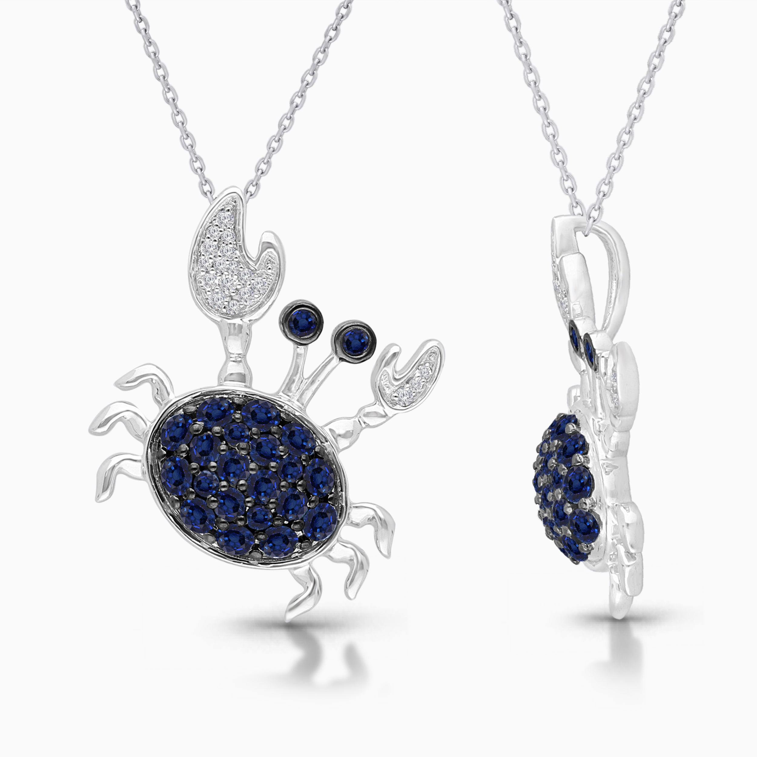 Crab Blue Sapphire and Diamond Pendant
