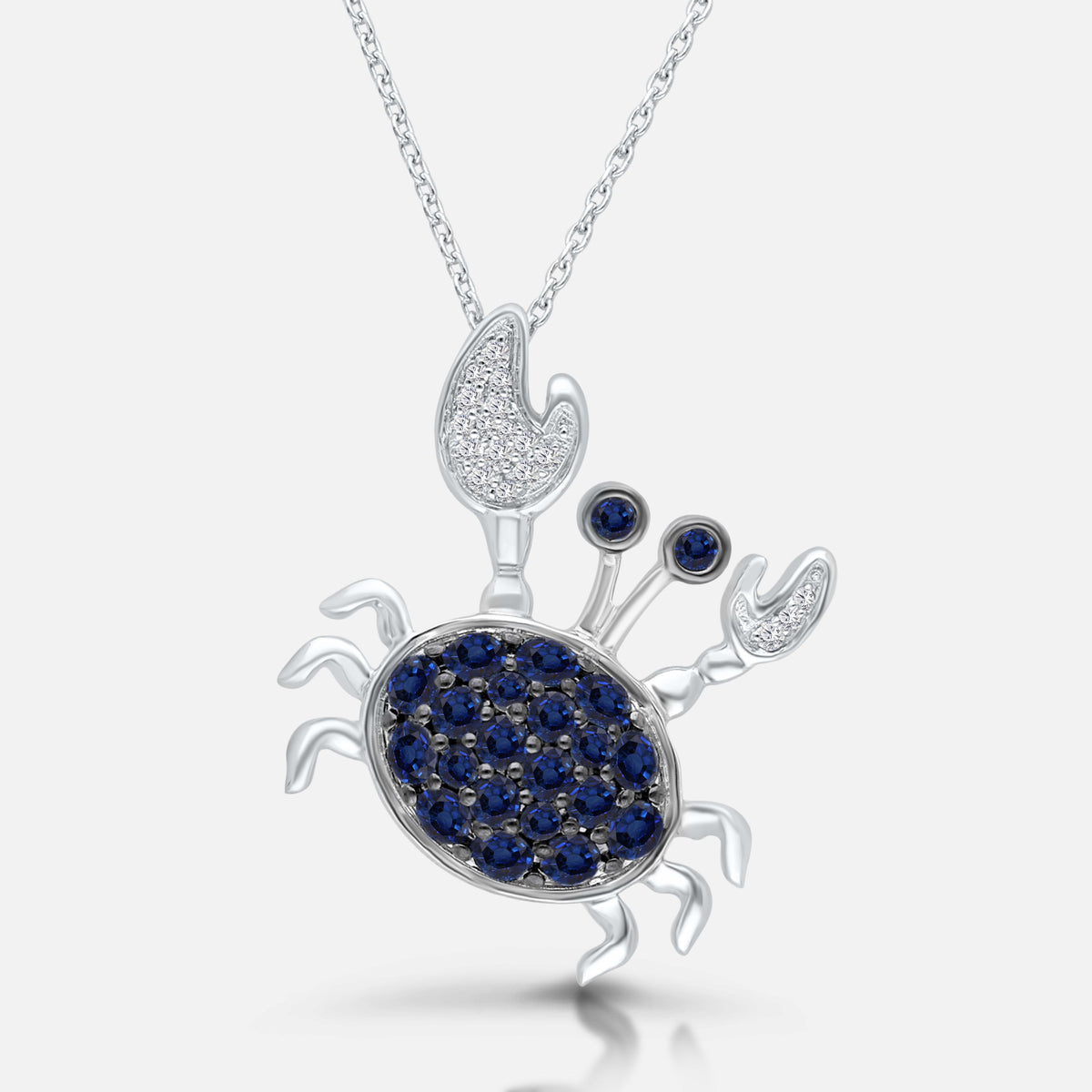 Crab Blue Sapphire and Diamond Pendant Blue Sapphire