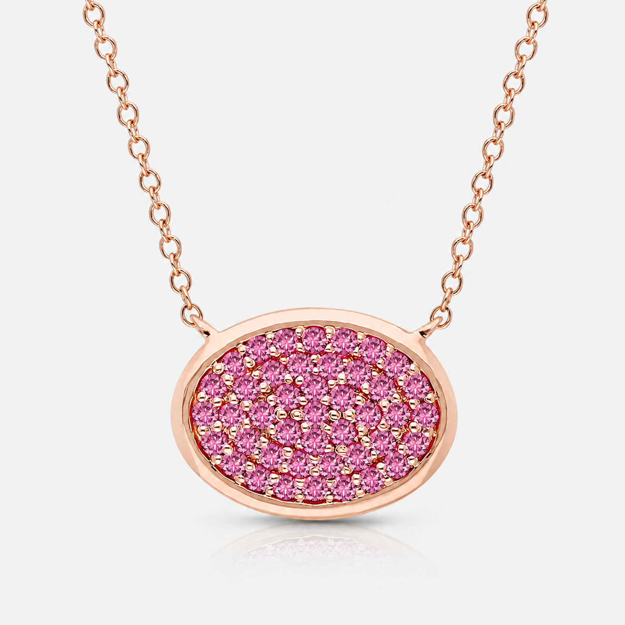 Luminara Oval Cut Pink Sapphire Necklace Pink Sapphire