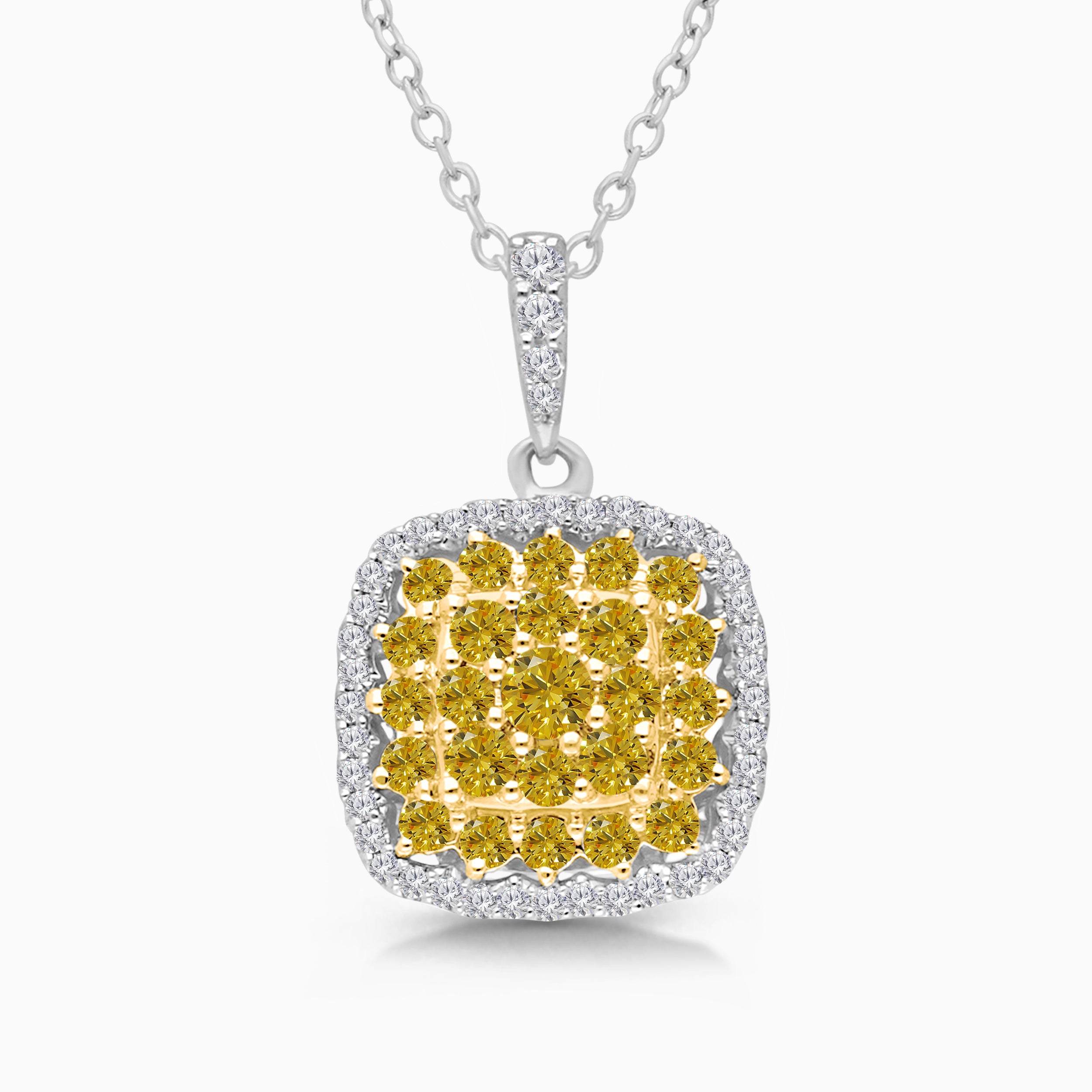 Mosaic Cushion Yellow Diamond Pendant