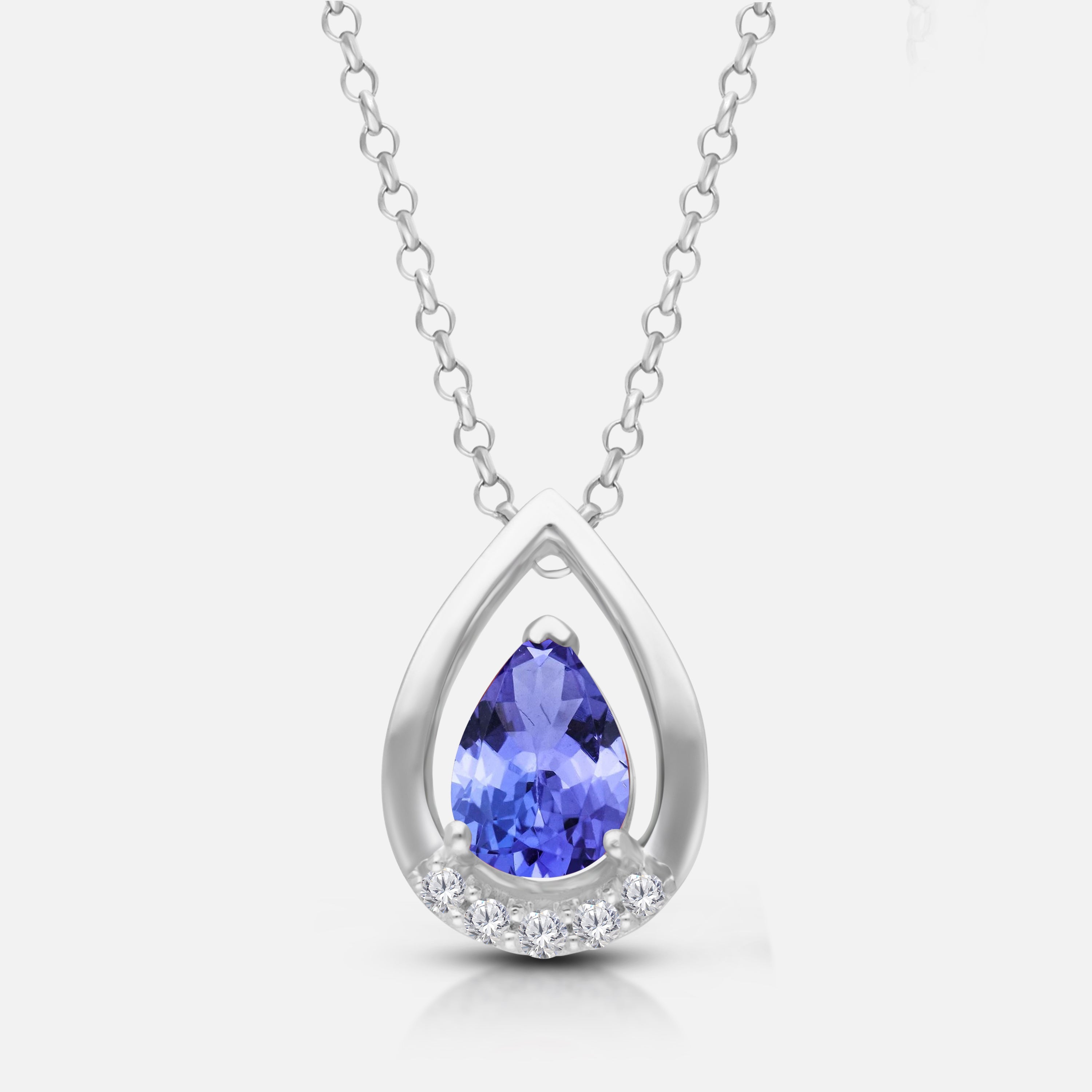 Portrait Tanzanite & Diamond Pear Necklace Tanzanite