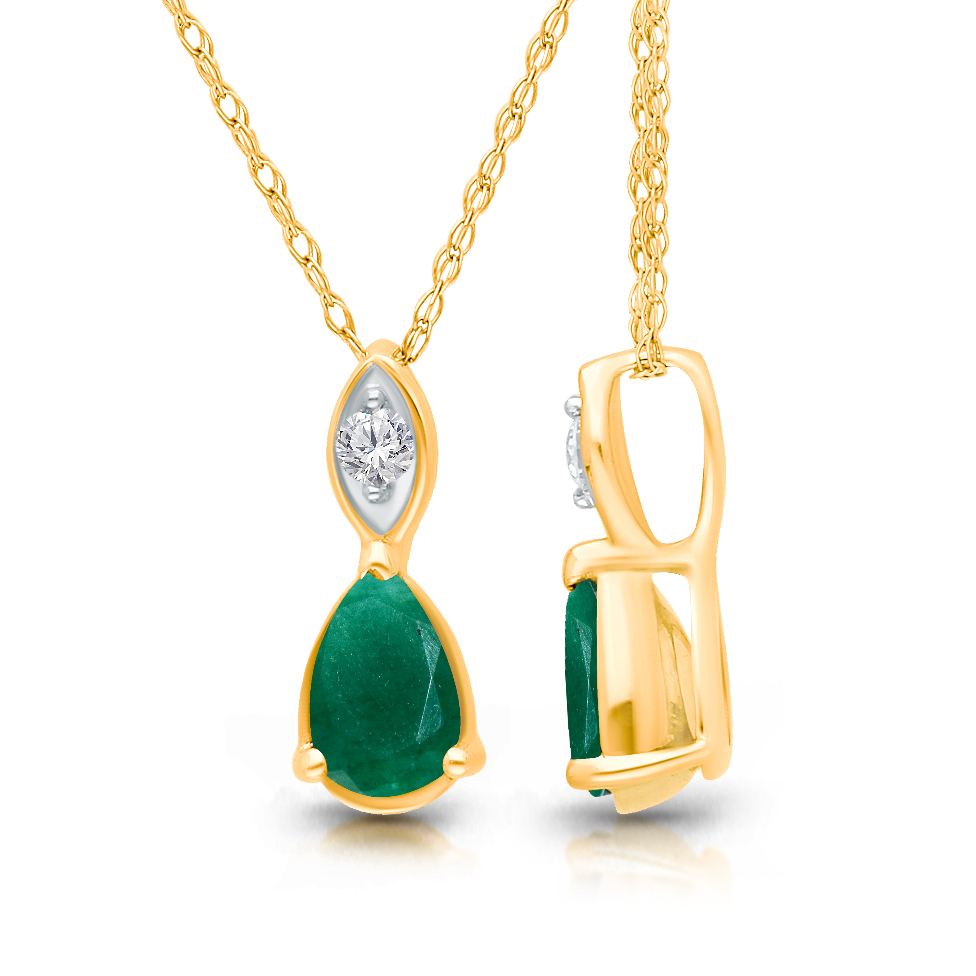 Pear Droplet Emerald Necklace