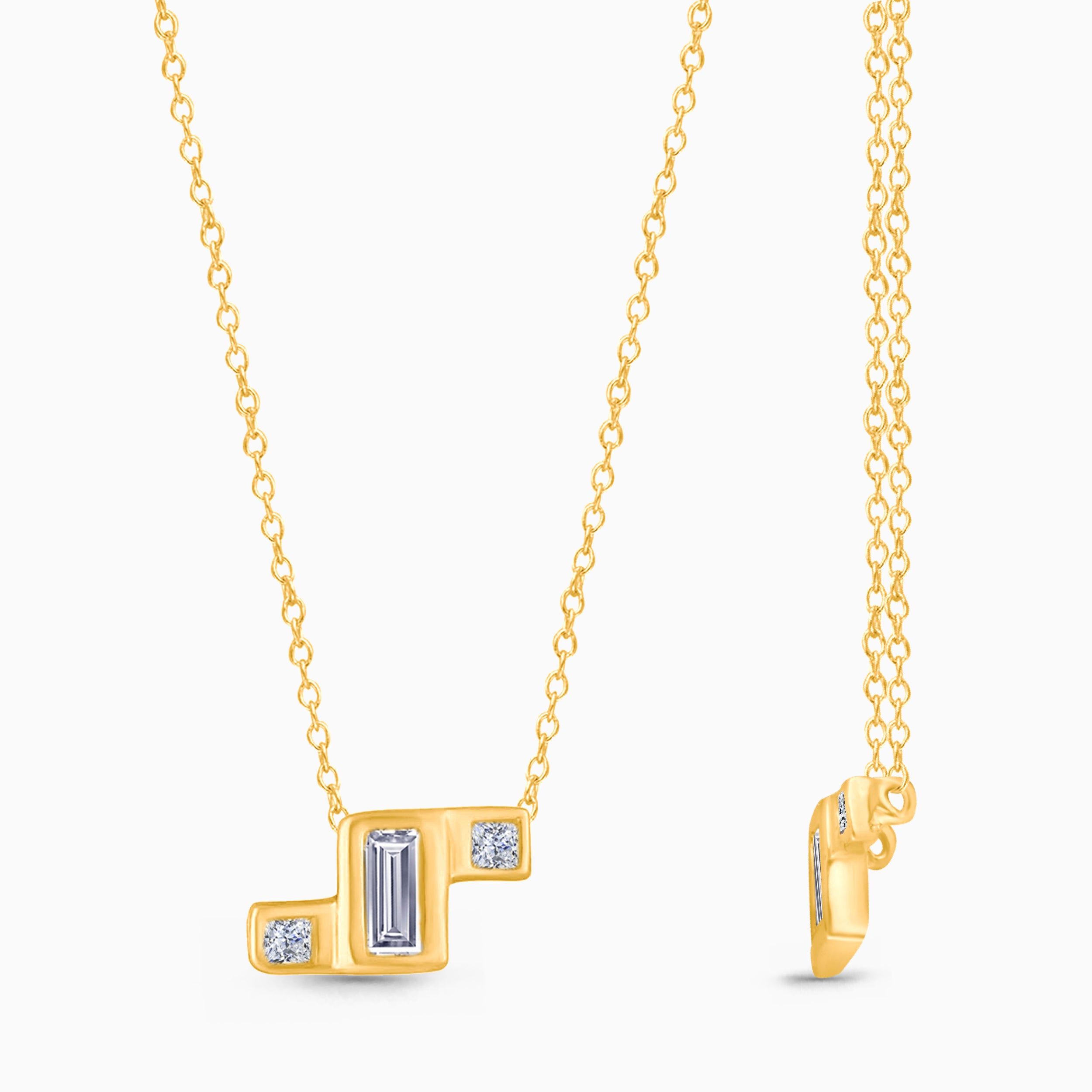 Baguette and Princess Diamond Pendant