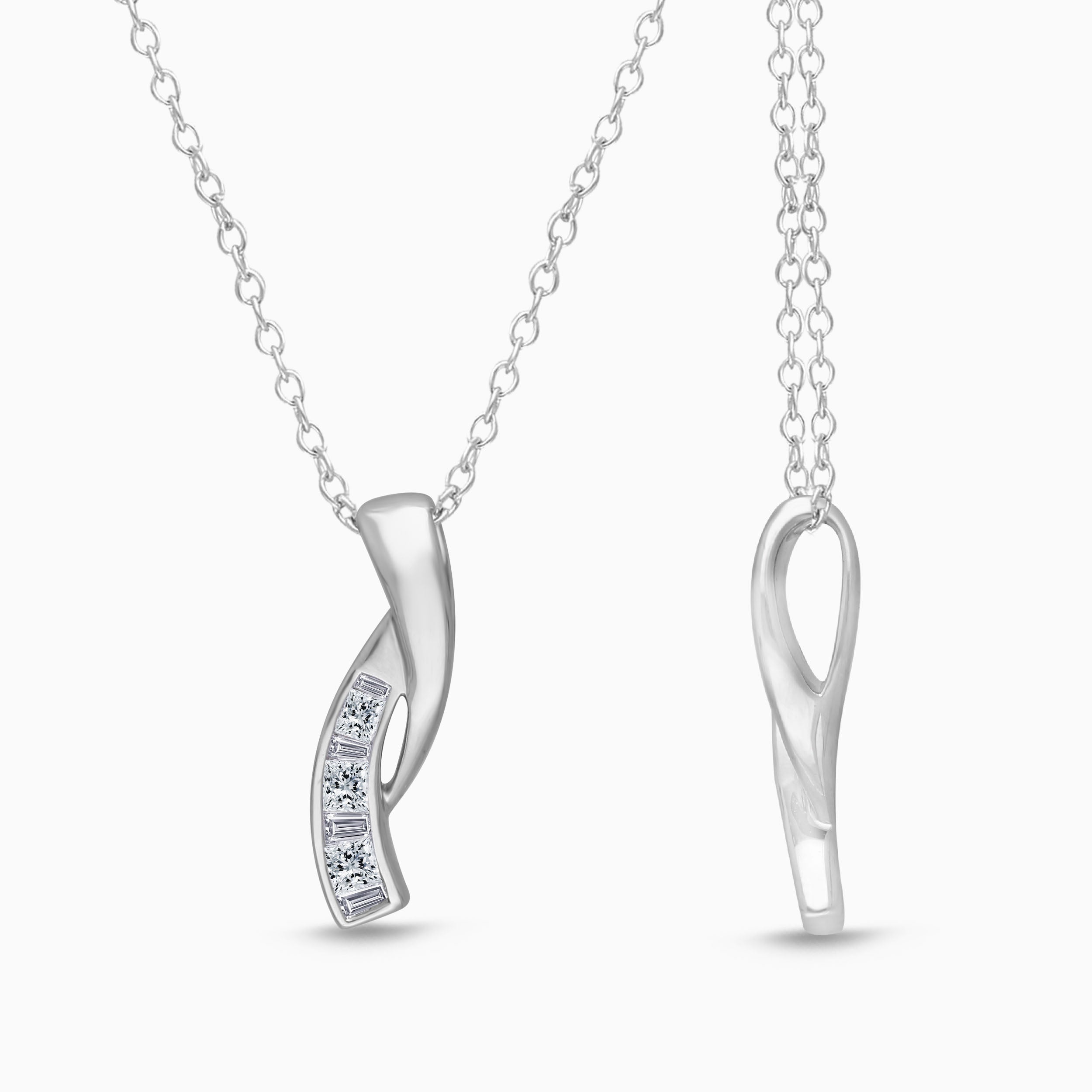 Channel Set Baguette Diamond Pendant