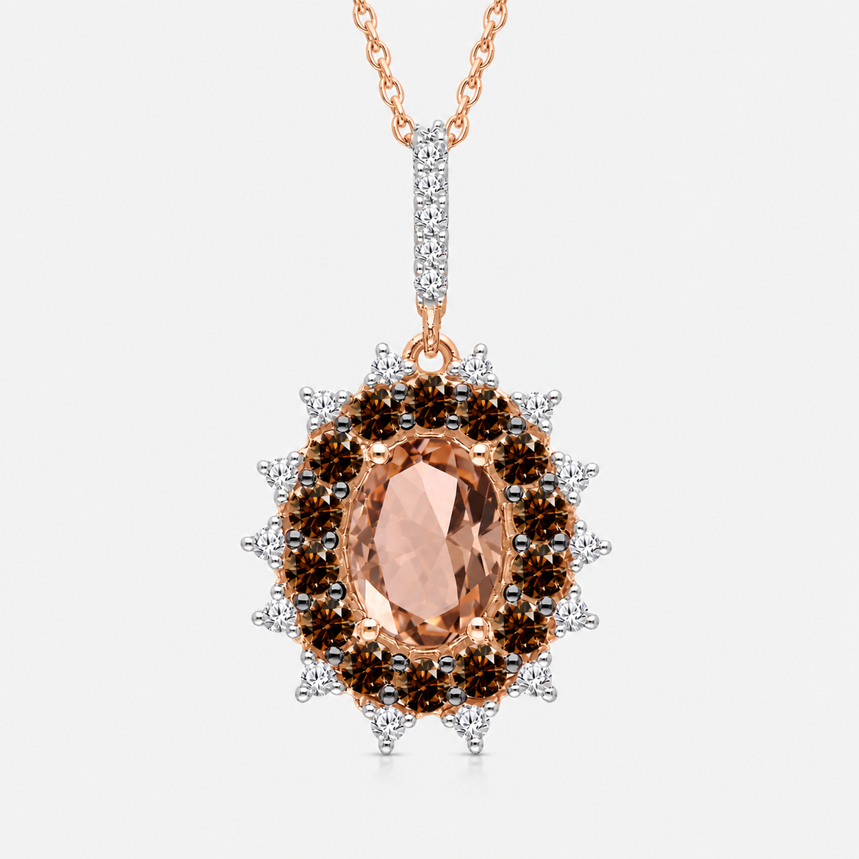 Duo Halo Morganite & Diamond Necklace Morganite