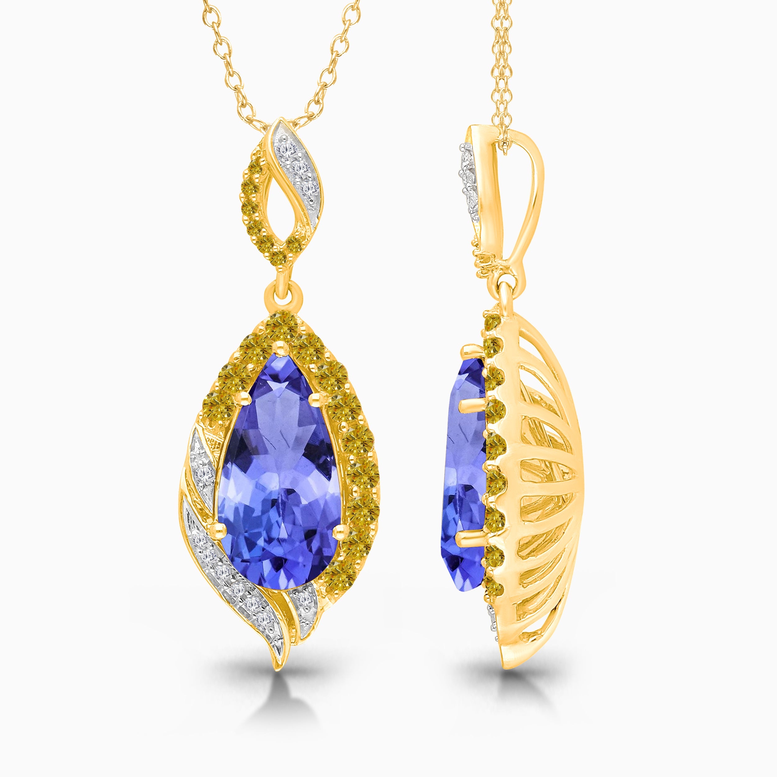 Marquise Tanzanite & Diamond Drop Pendant