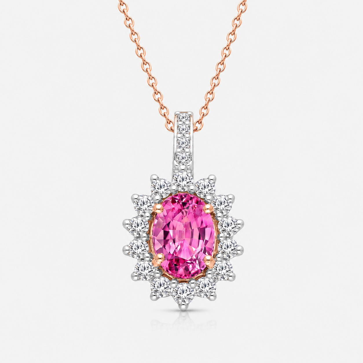 Carnation Pink Sapphire & Diamond Pendant Pink Sapphire
