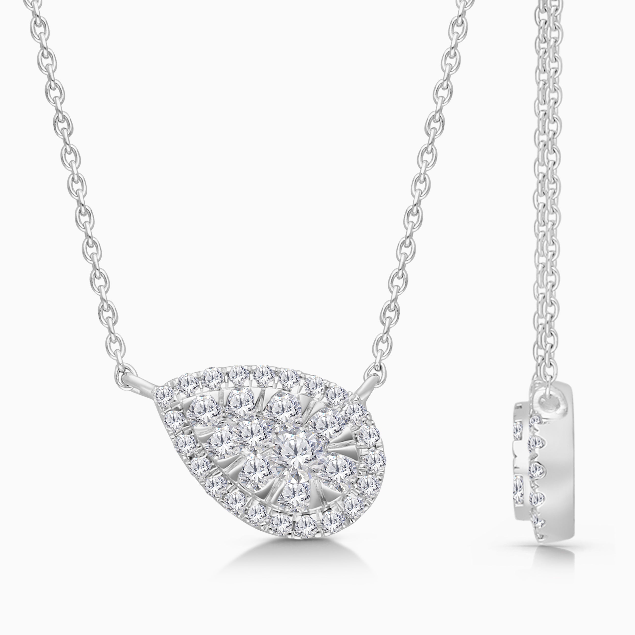 East West Pave Pear Necklace