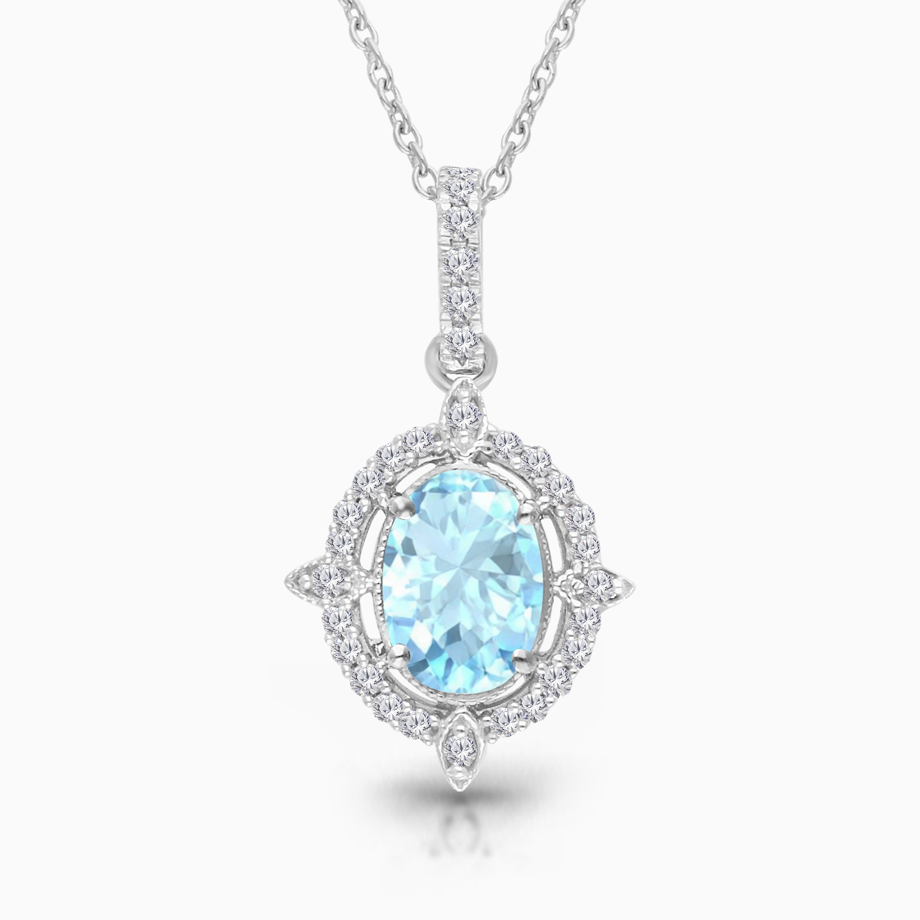 Frosted Compass Aquamarine Necklace