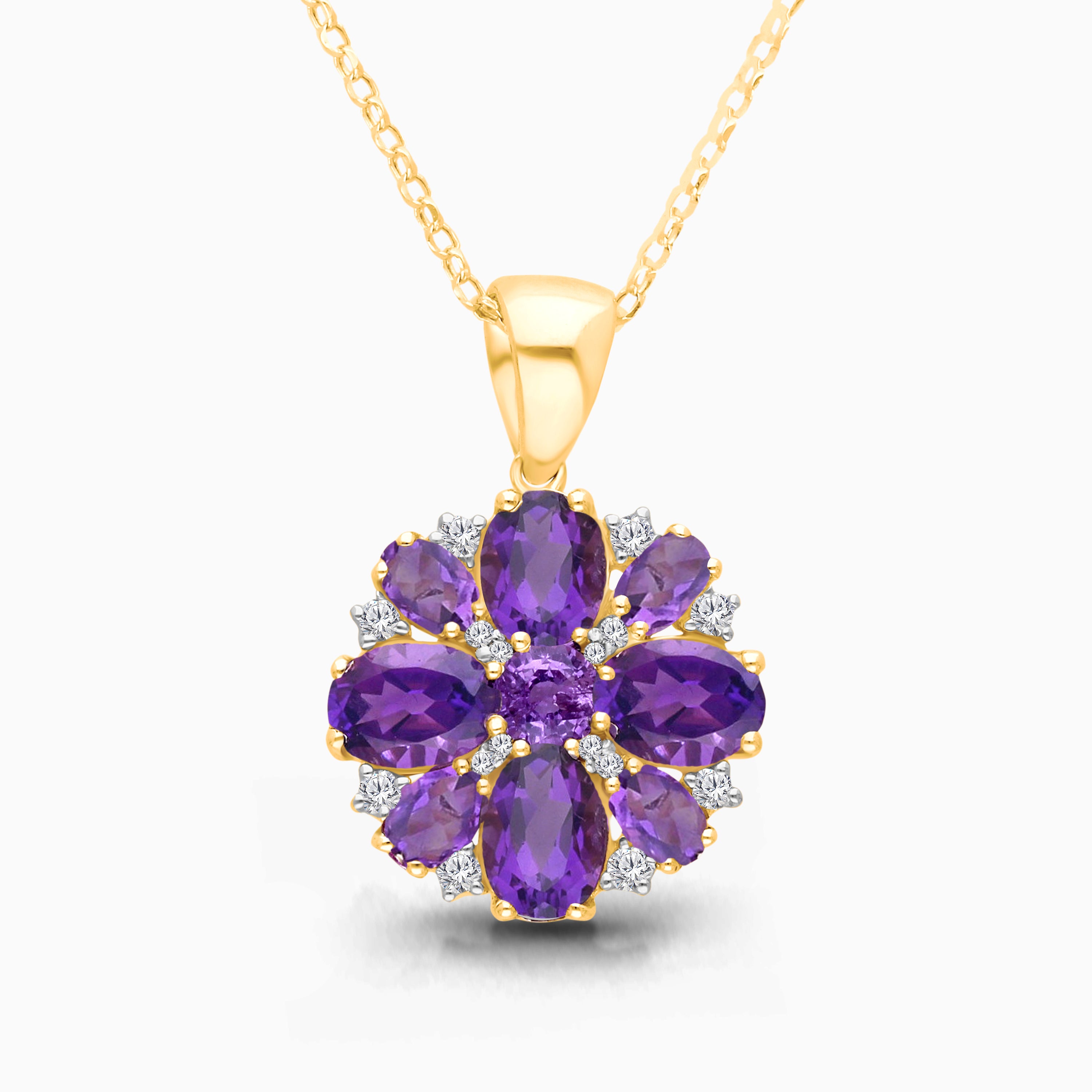 Peony Amethyst & Diamond Necklace