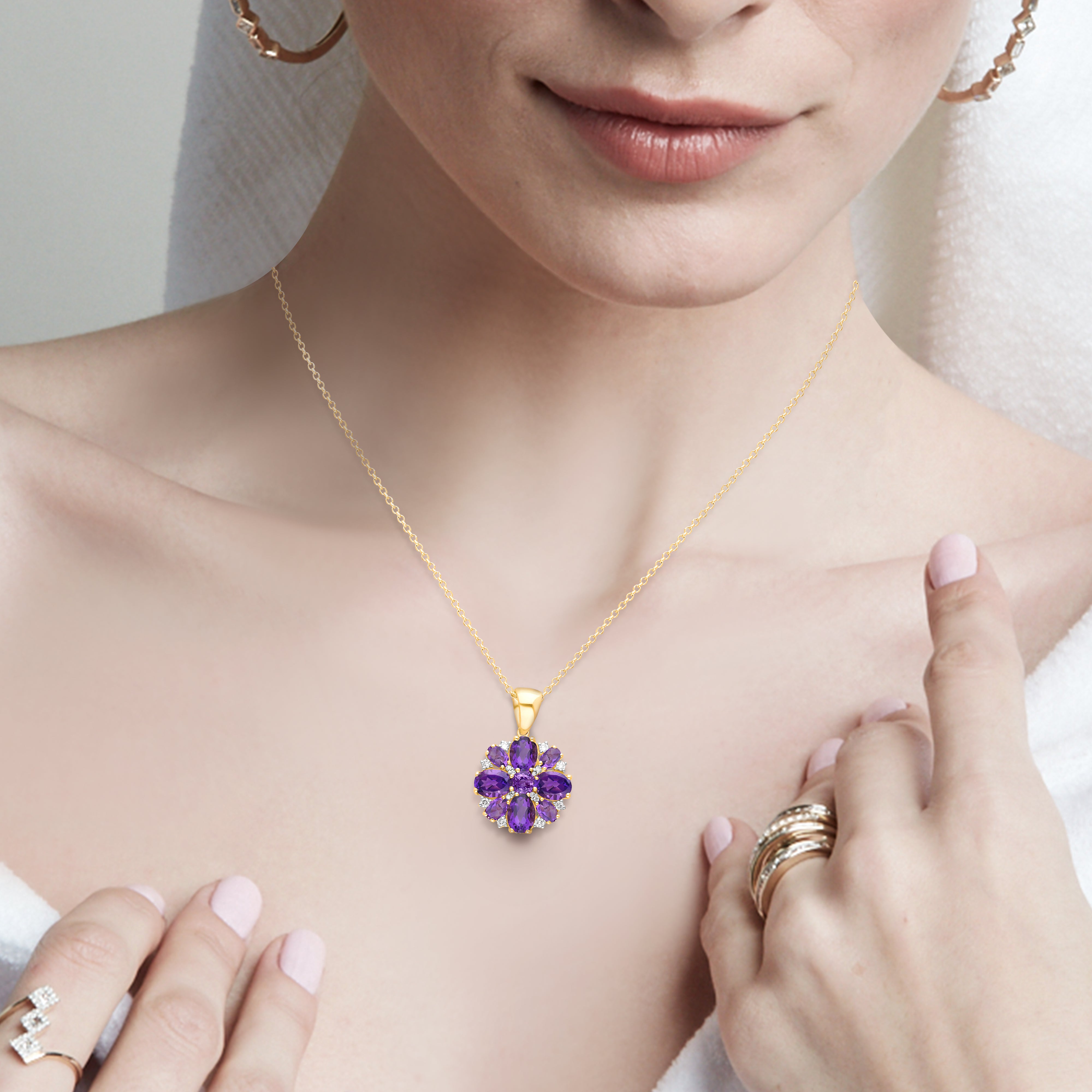 Peony Amethyst & Diamond Necklace