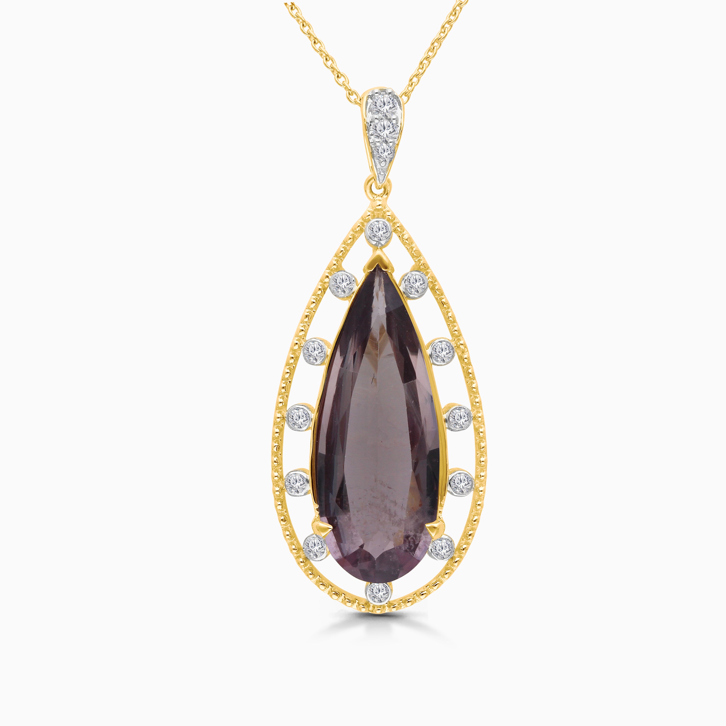 Elongated Pear Csarite & Diamond Necklace