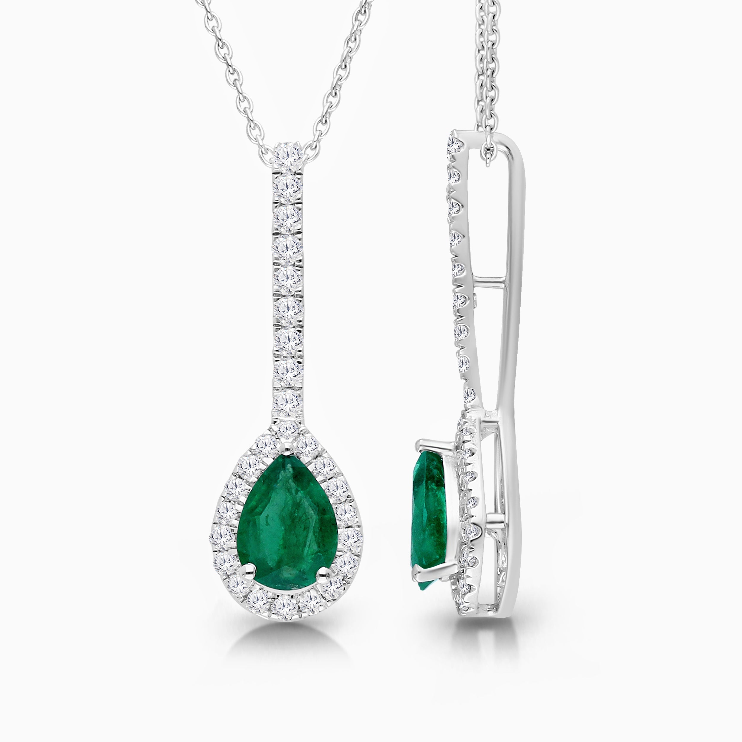 White Gold Diamond Emerald Pendant