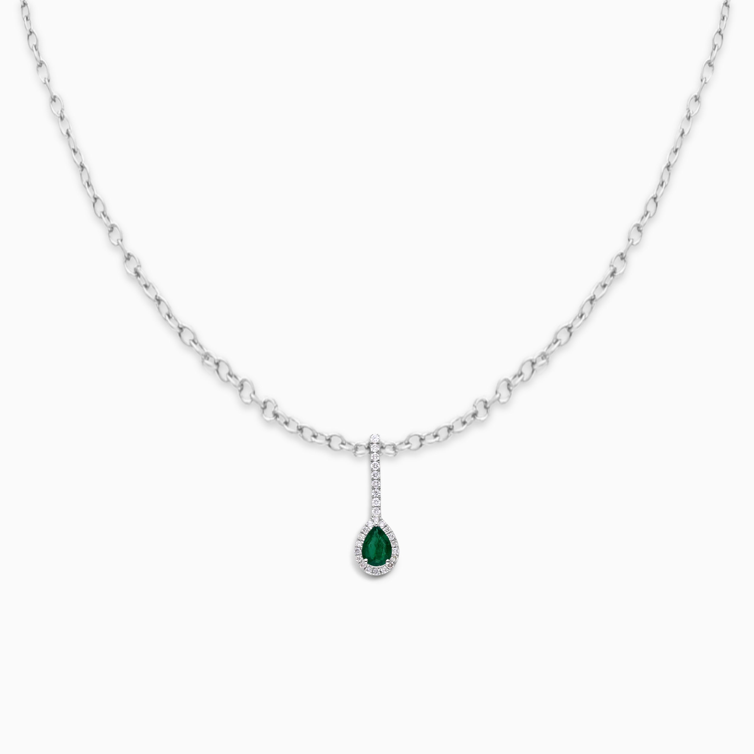 White Gold Diamond Emerald Pendant