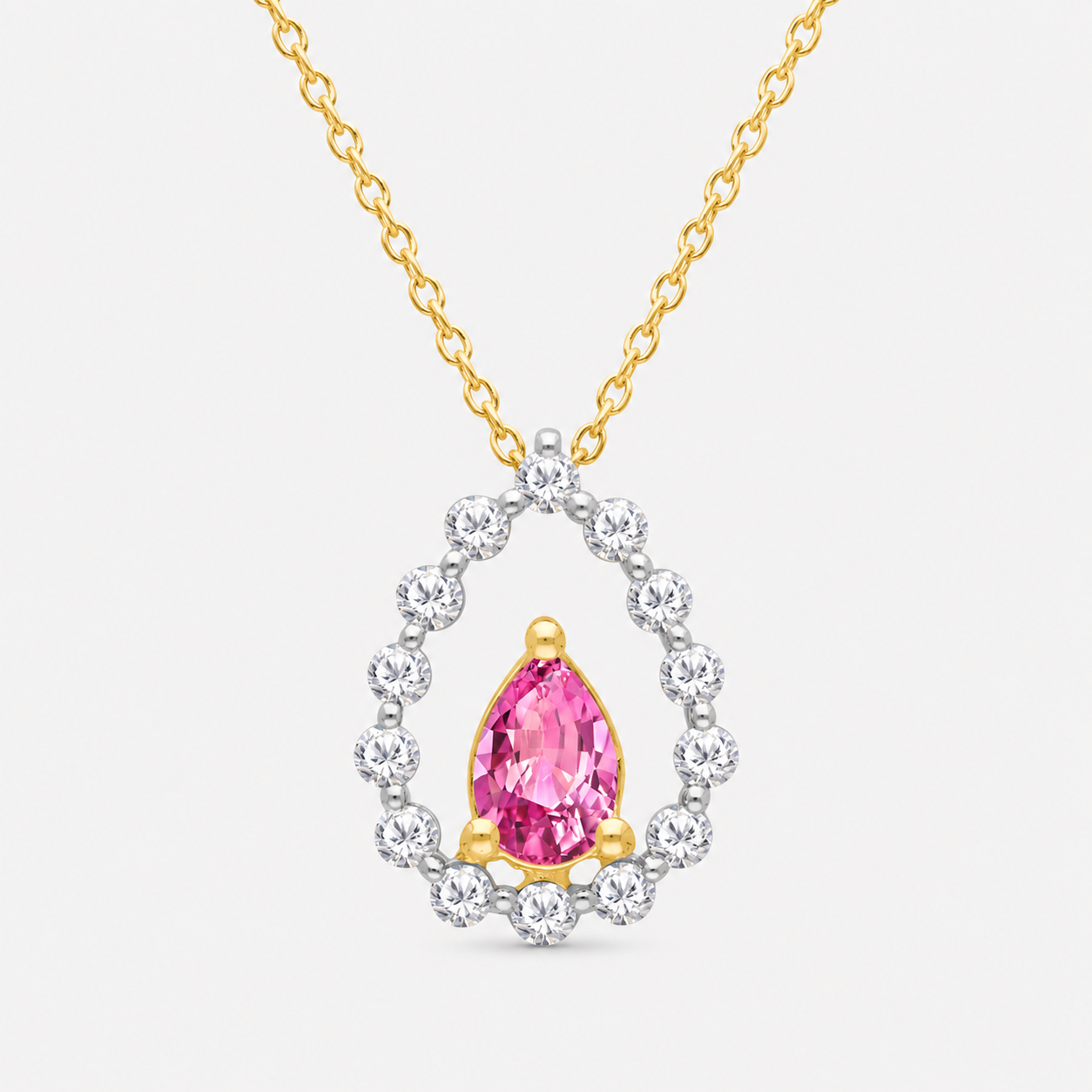 Perfect Pear Pink Sapphire Necklace Pink Sapphire