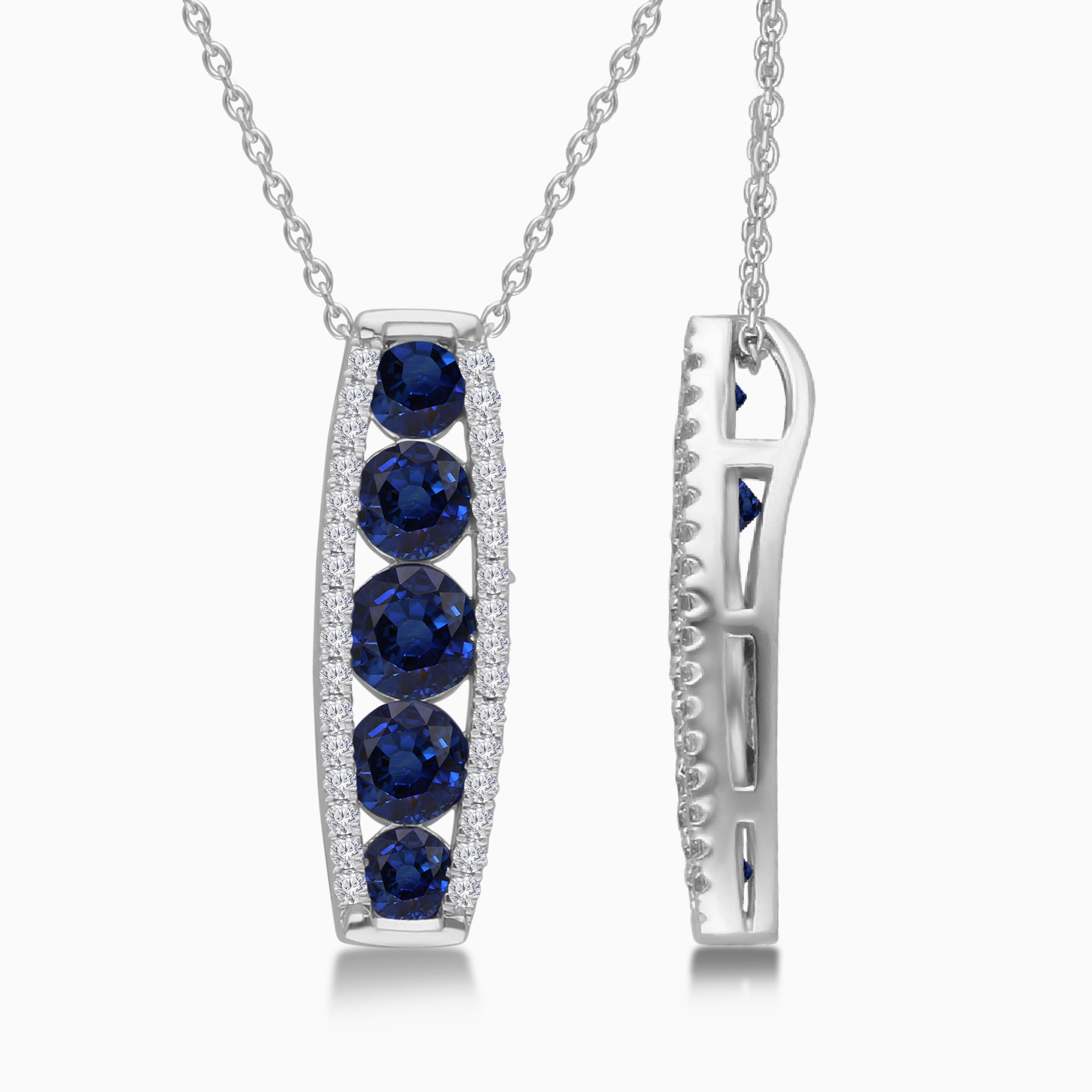 Graduated Blue Sapphire and Diamond Pendant