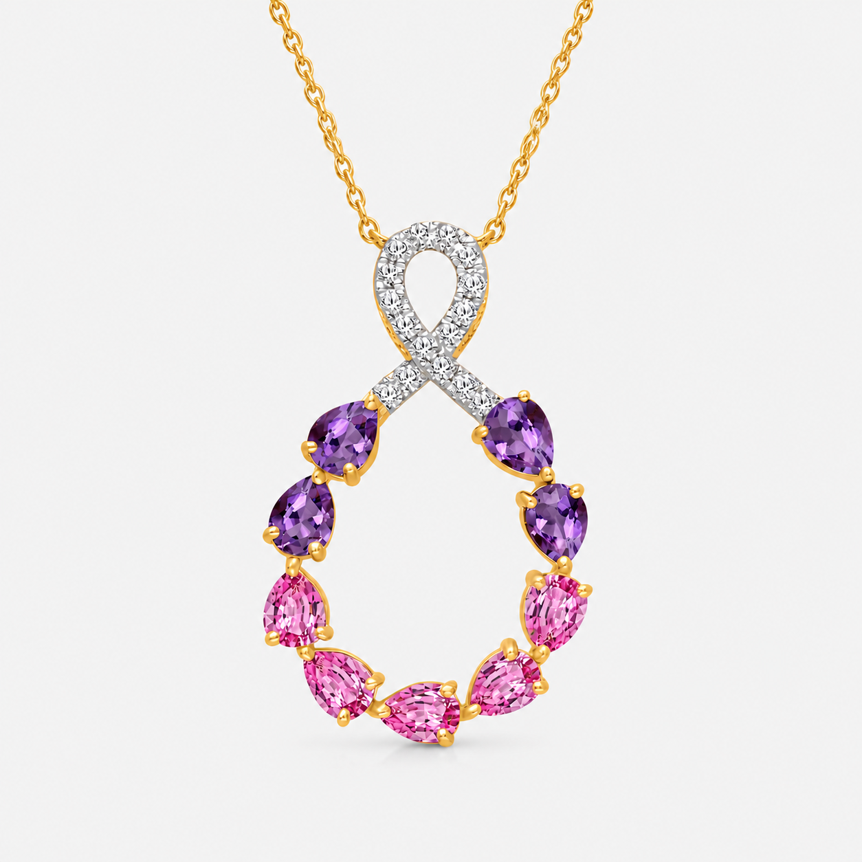 Swirling Love Amethyst & Sapphire Necklace Amethyst