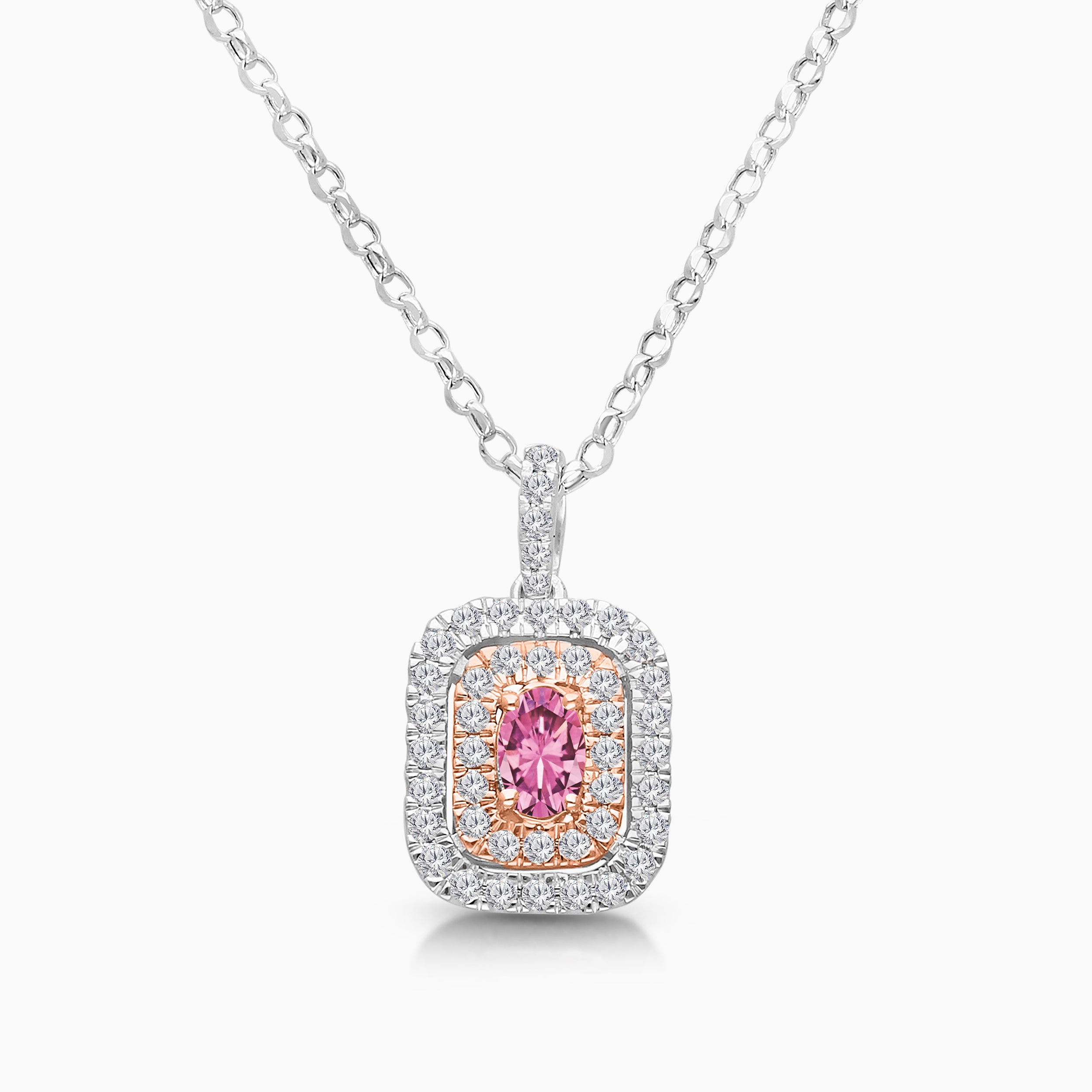 Duo Halo Pink Sapphire Pendant