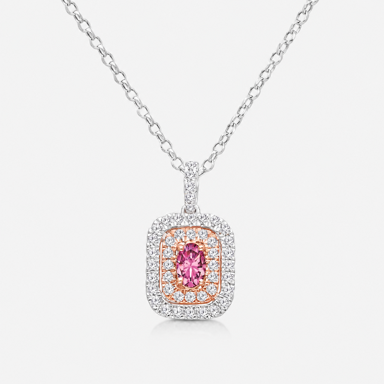 Duo Halo Pink Sapphire Pendant Pink Sapphire
