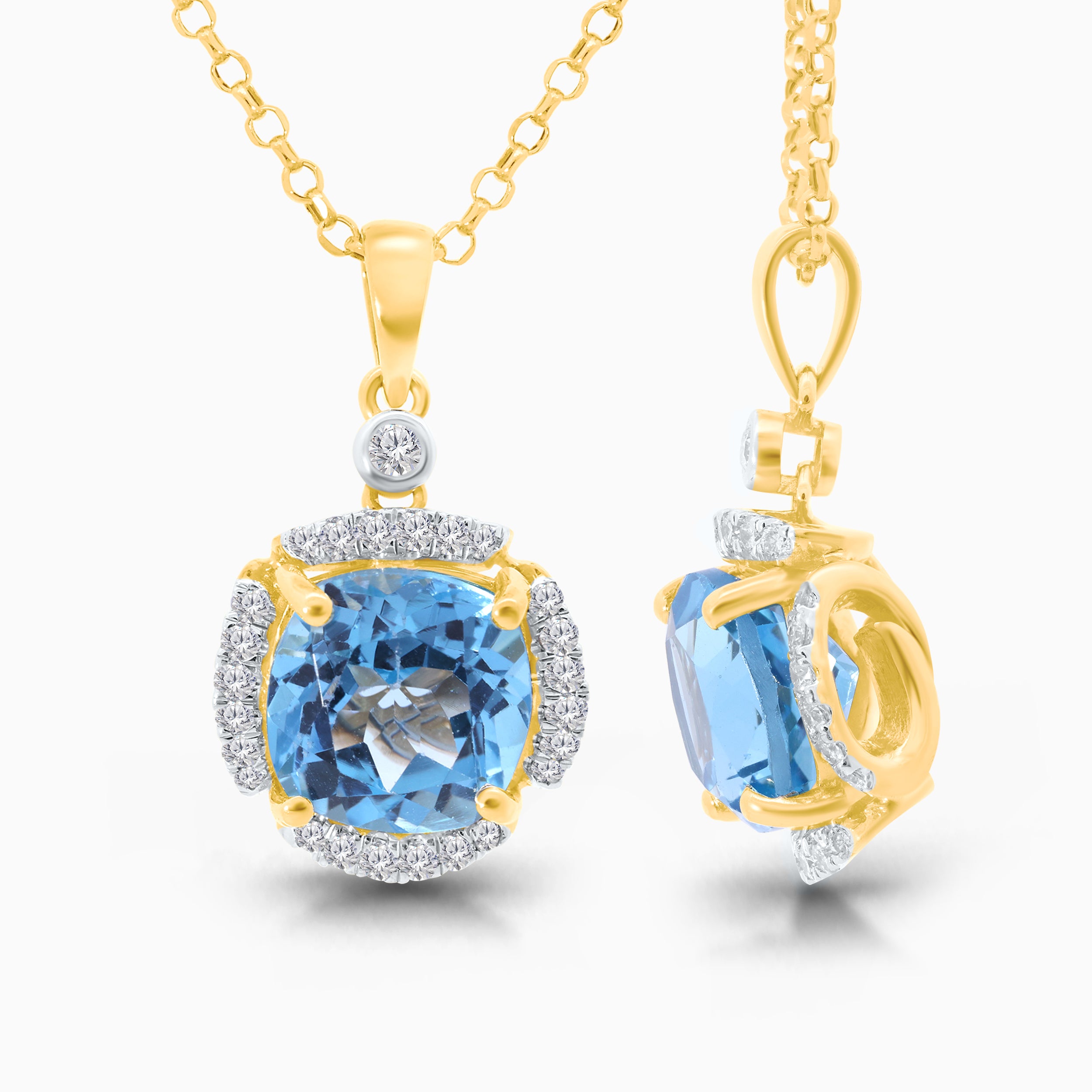 Cushiony Cloud Topaz & Diamond Pendant
