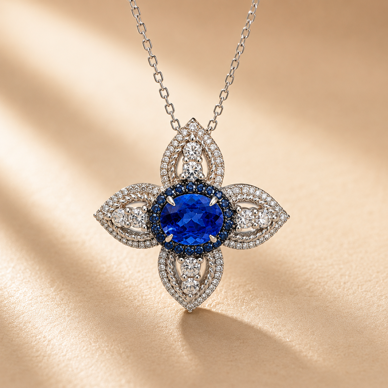 Petal Sapphire & Tanzanite Necklace