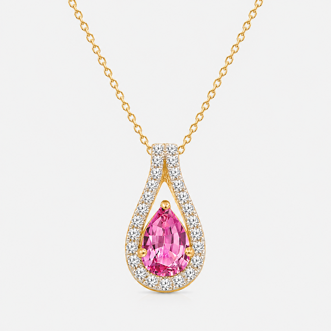 Intertwined Diamond & Pink Sapphire Pendant Pink Sapphire