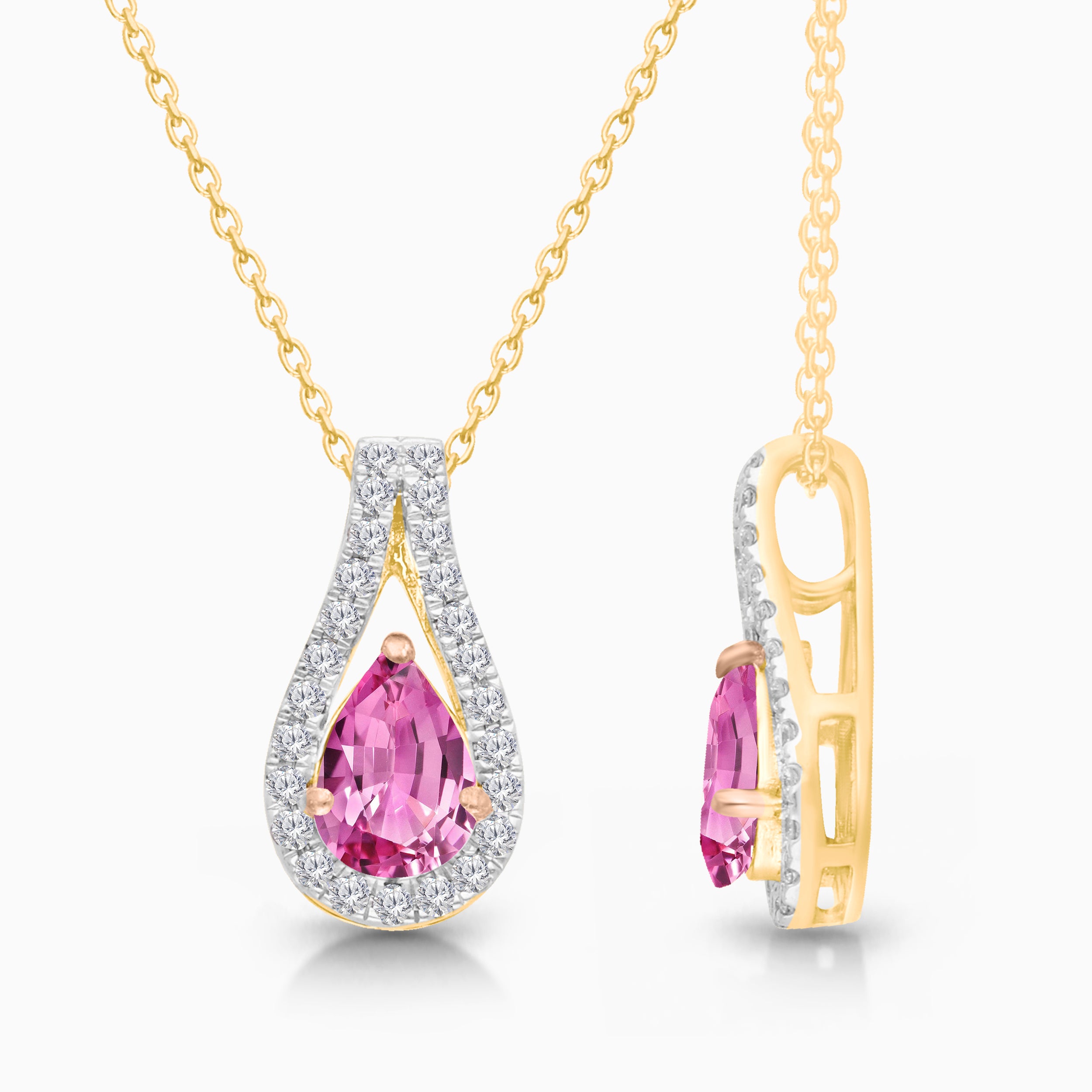 Intertwined Diamond & Pink Sapphire Pendant