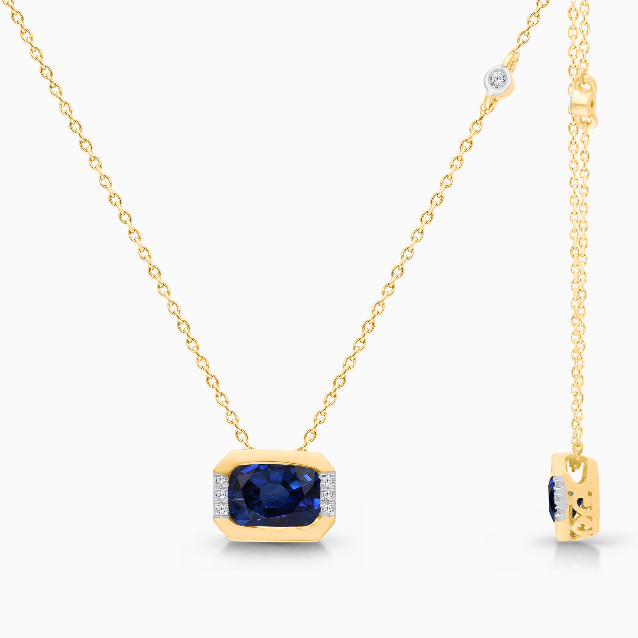 Sapphire Bezel Pendant Necklace