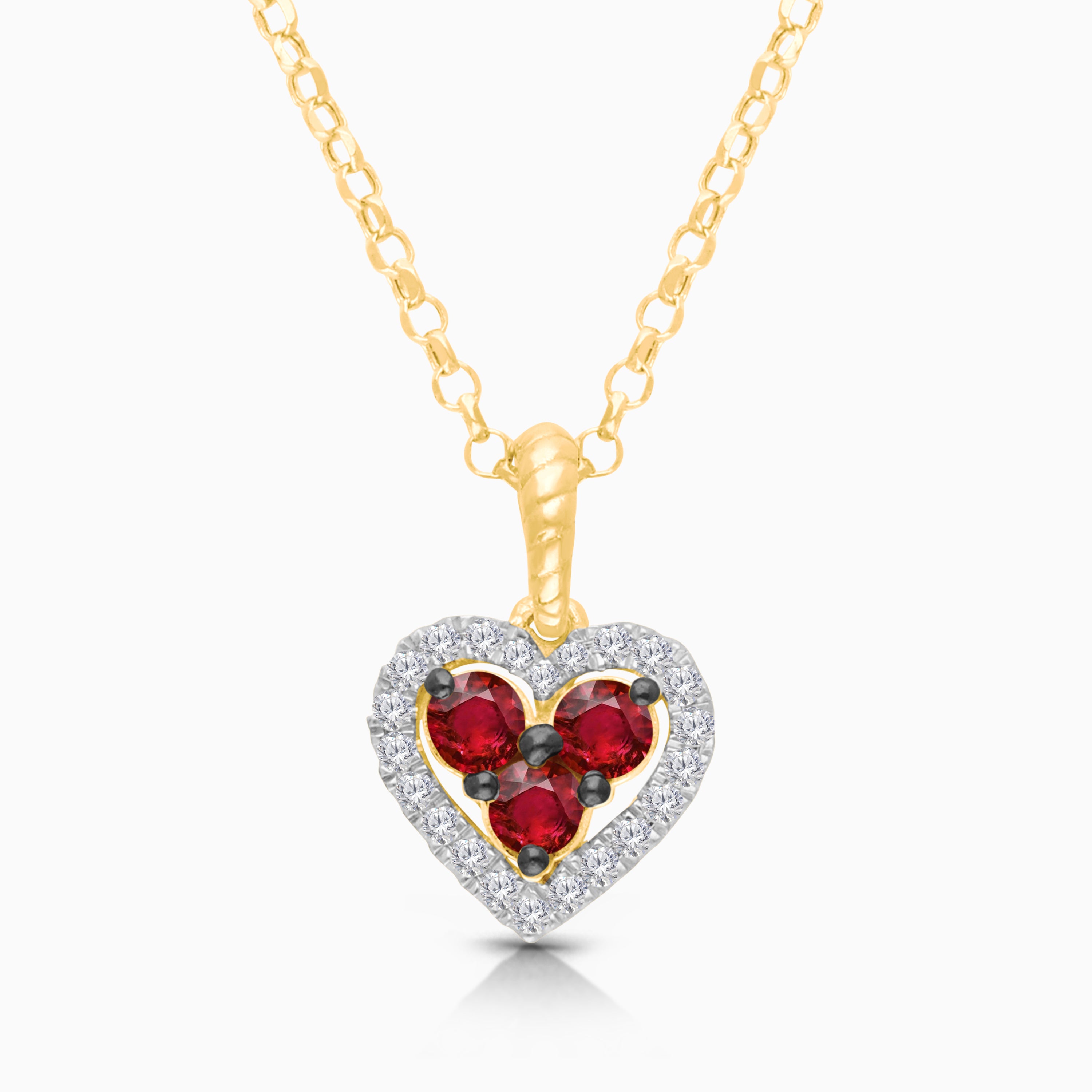 Ruby Trio Heart Necklace