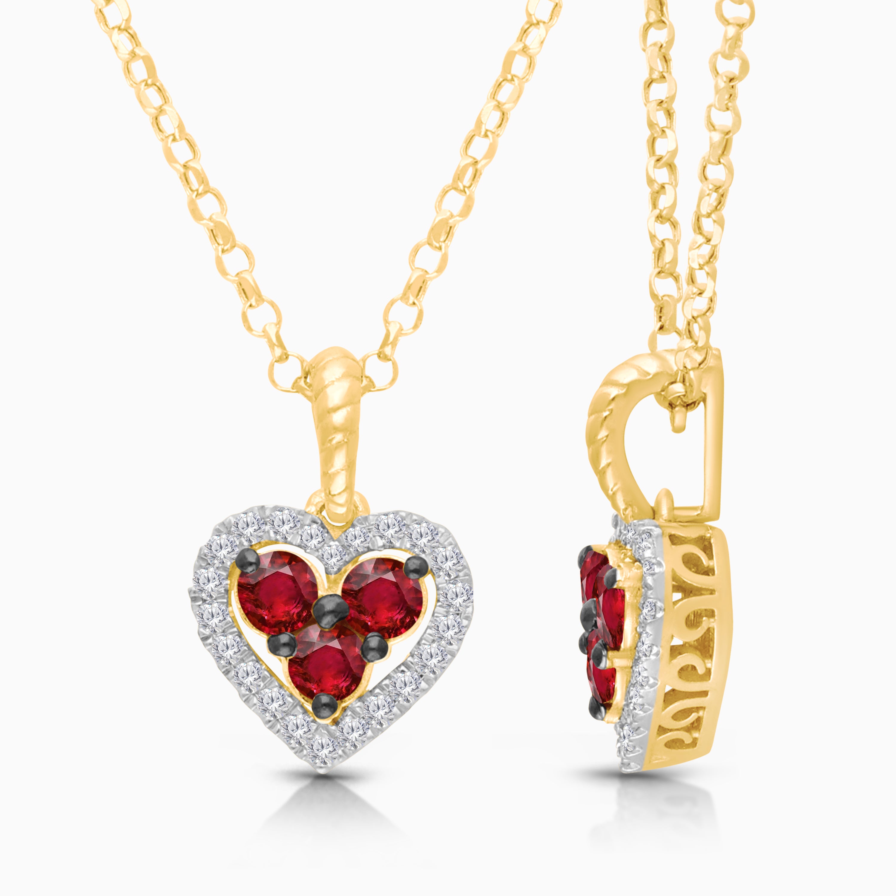 Ruby Trio Heart Necklace