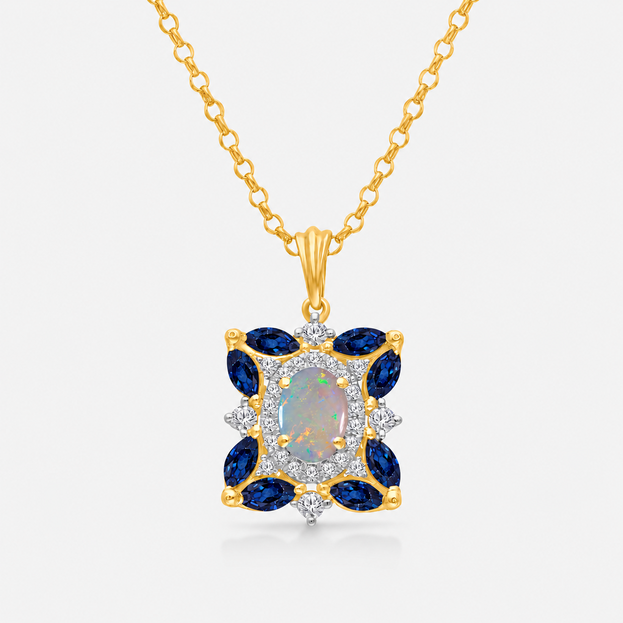 Opal Bloom Blue Sapphire & Diamond Necklace Blue Sapphire