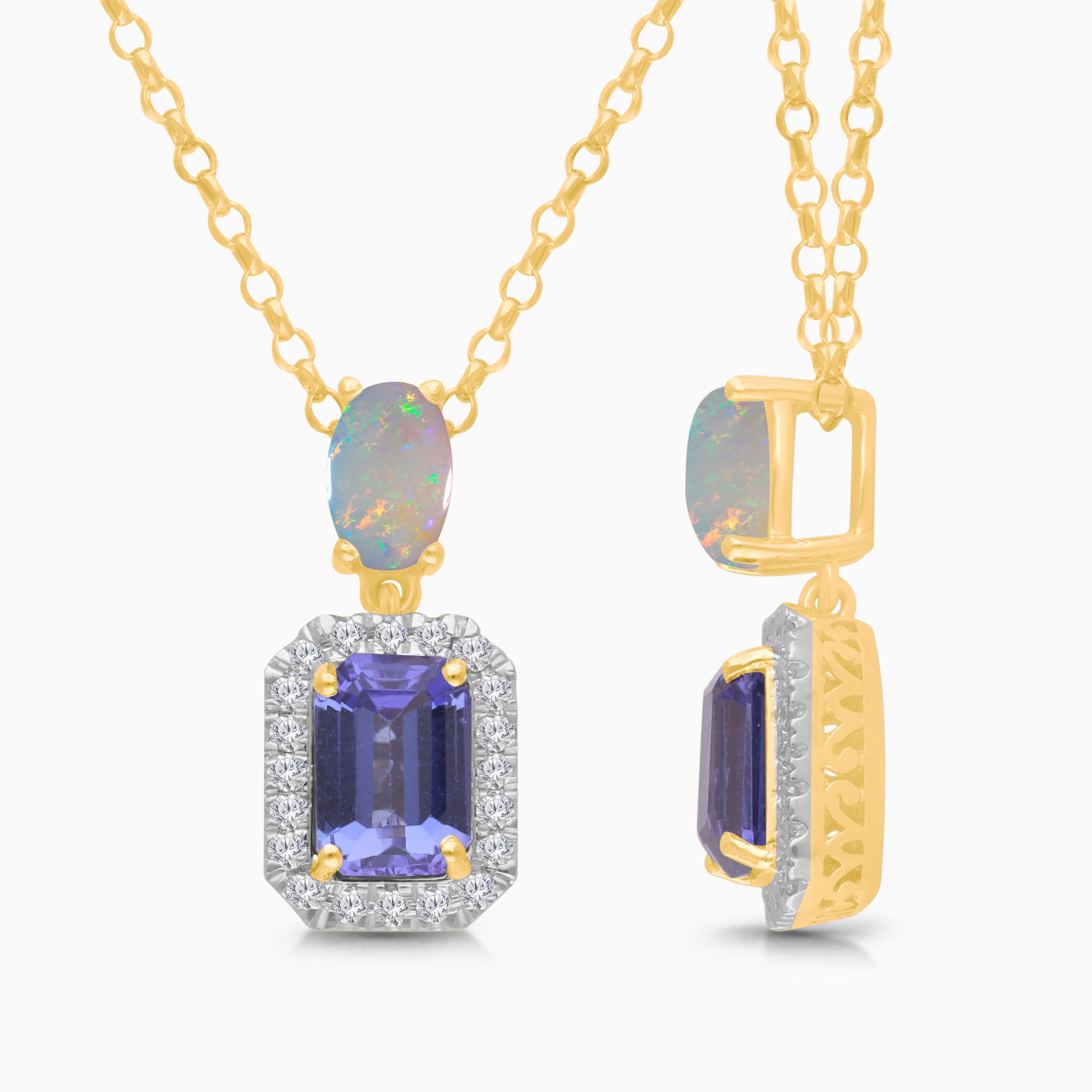 Twilight Mirage Tanzanite & Opal Necklace