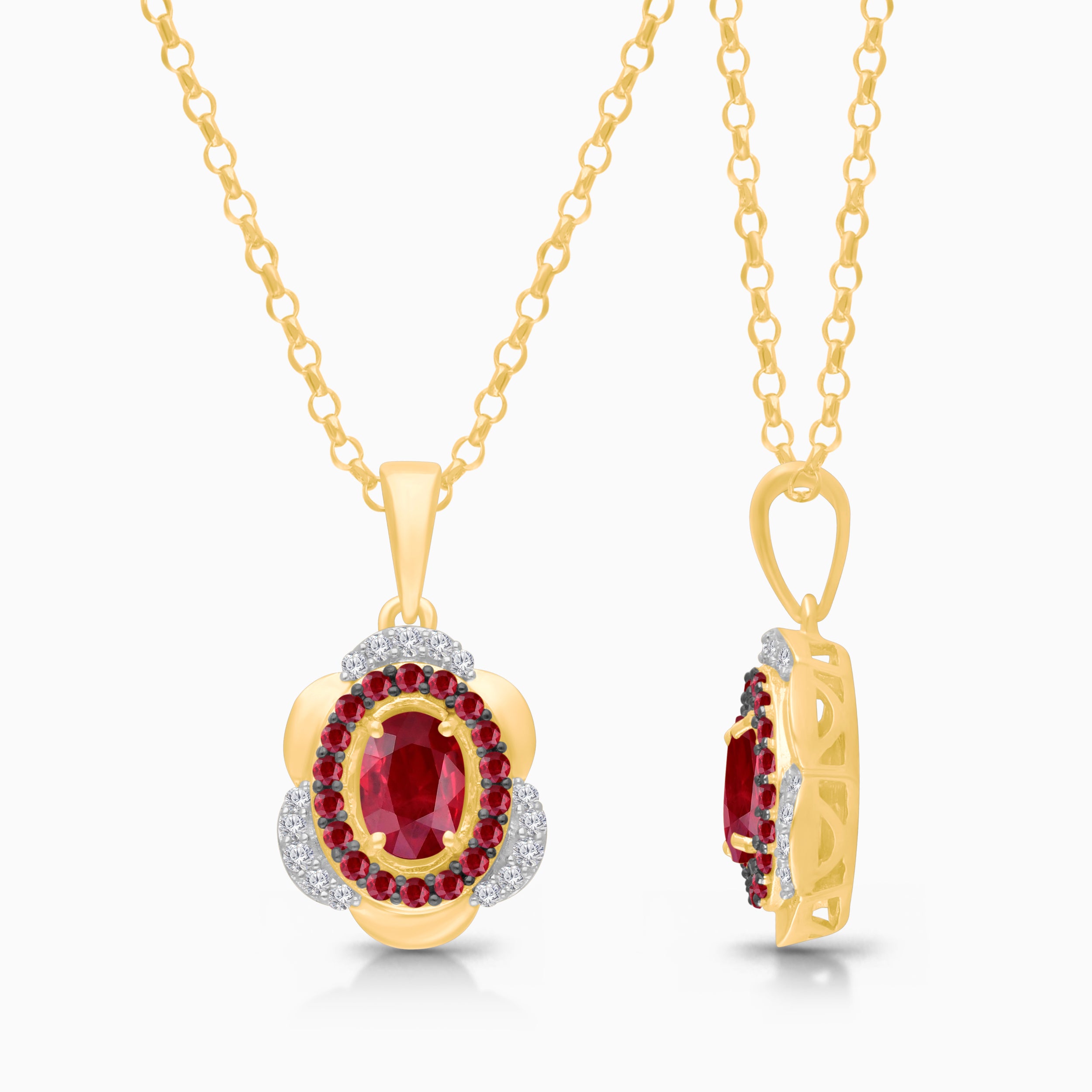Trio Cluster Ruby Pendant