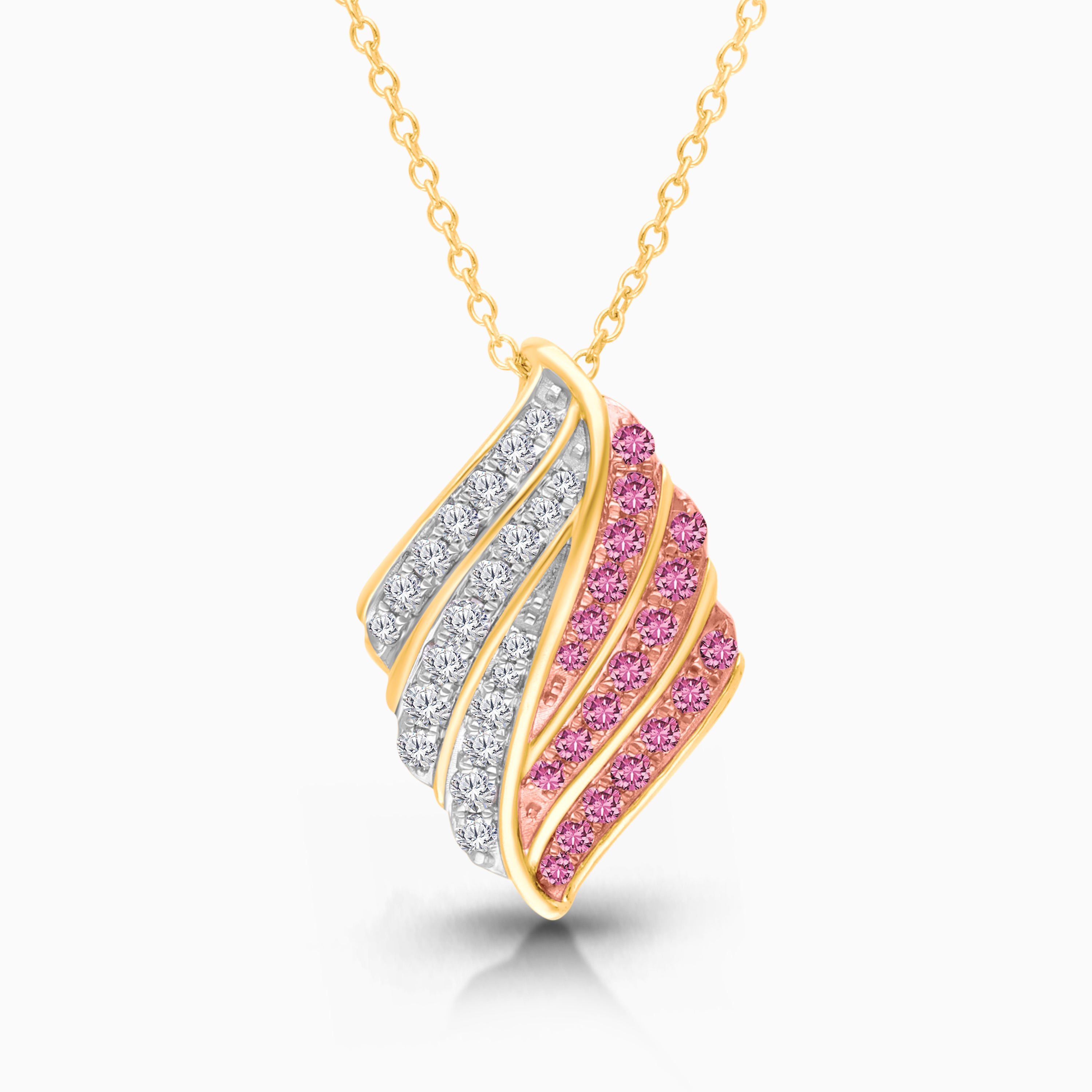 Dualing Feather Pink Sapphire Necklace