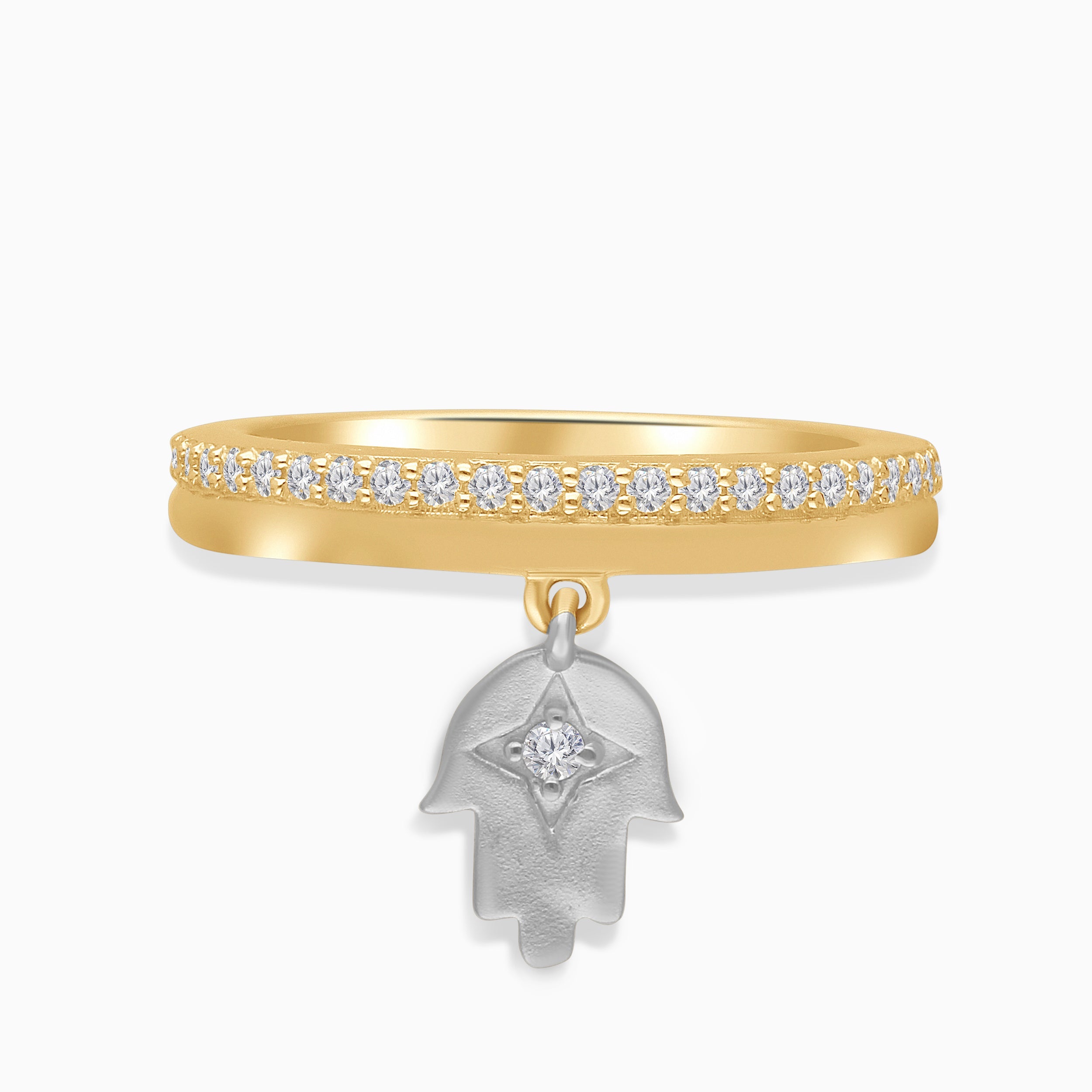 Diamond Star Dangle Hamsa Ring