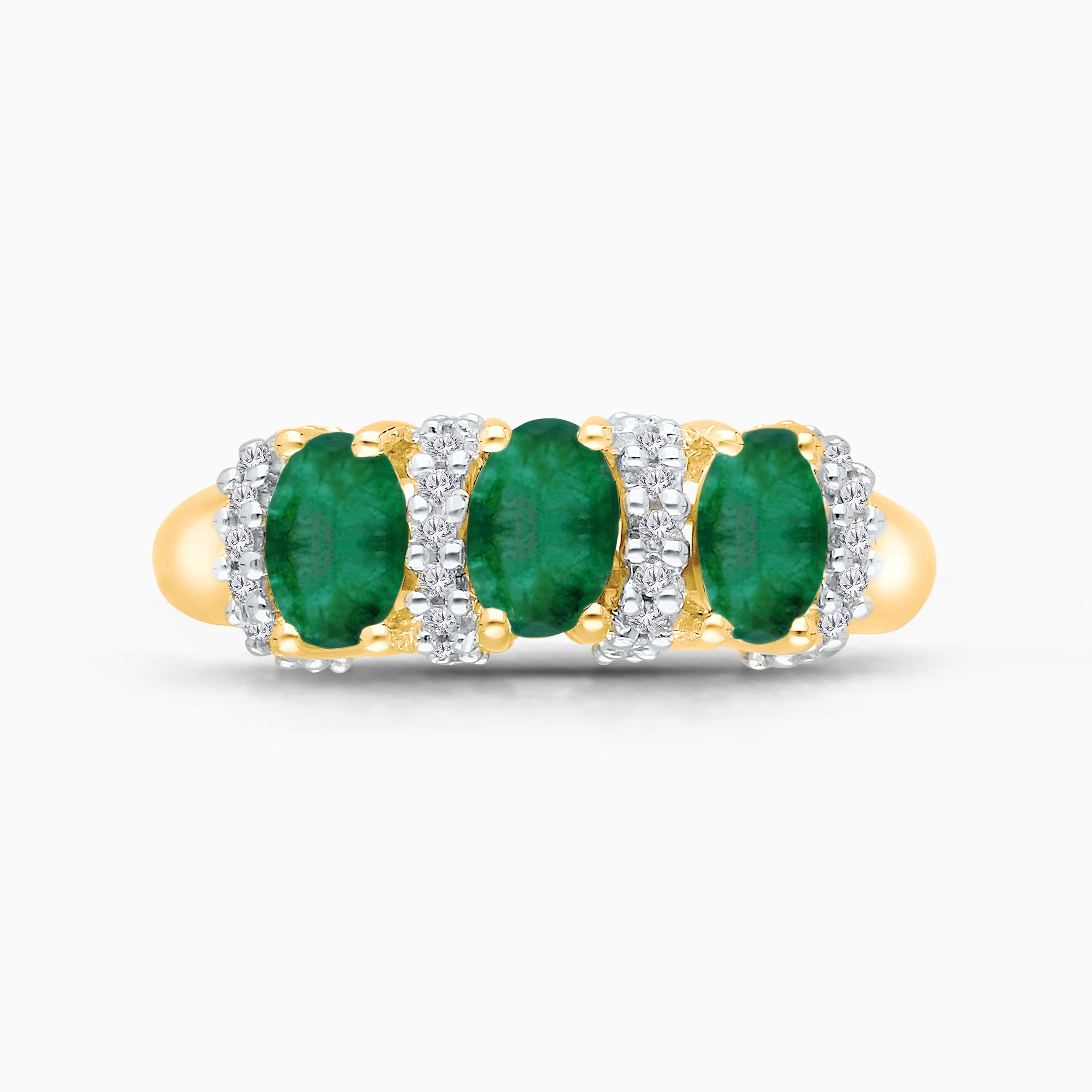 Bold Trio Emerald & Diamond Ring
