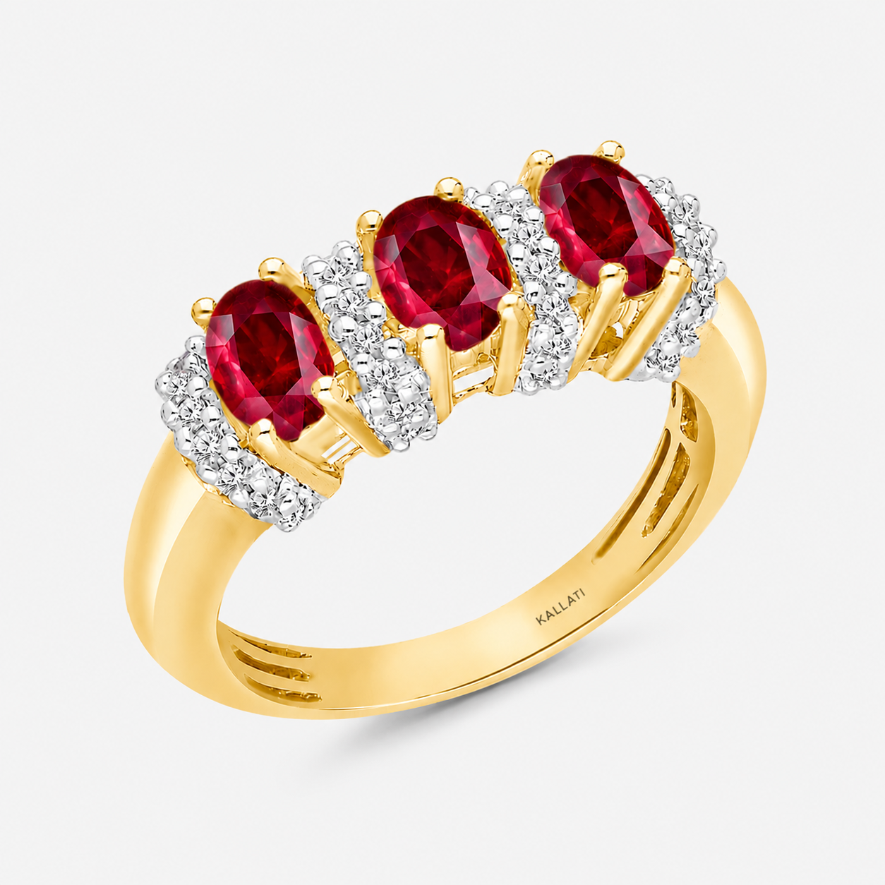 Bold Trio Ruby & Diamond Ring Ok