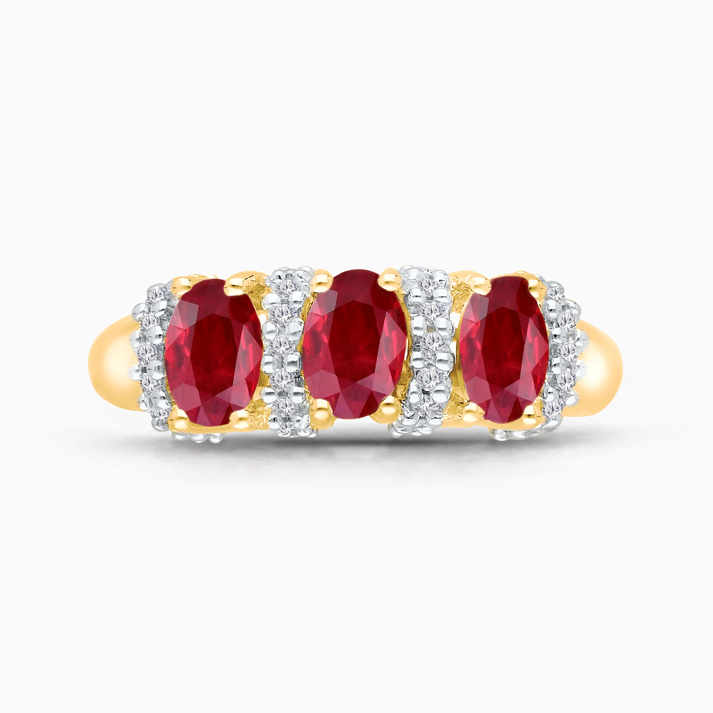 Bold Trio Ruby & Diamond Ring