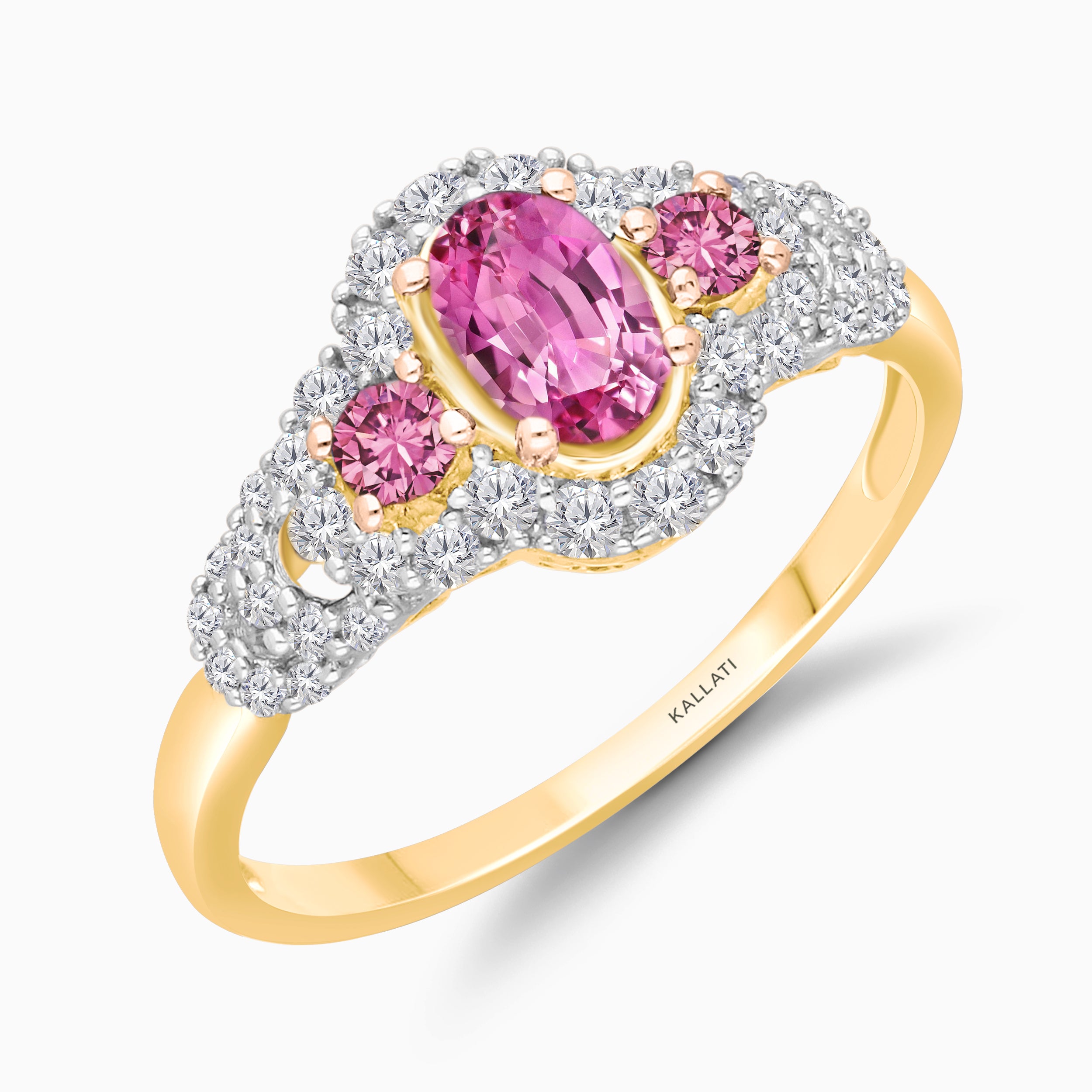 Trio Pink Sapphire & Diamond Ring