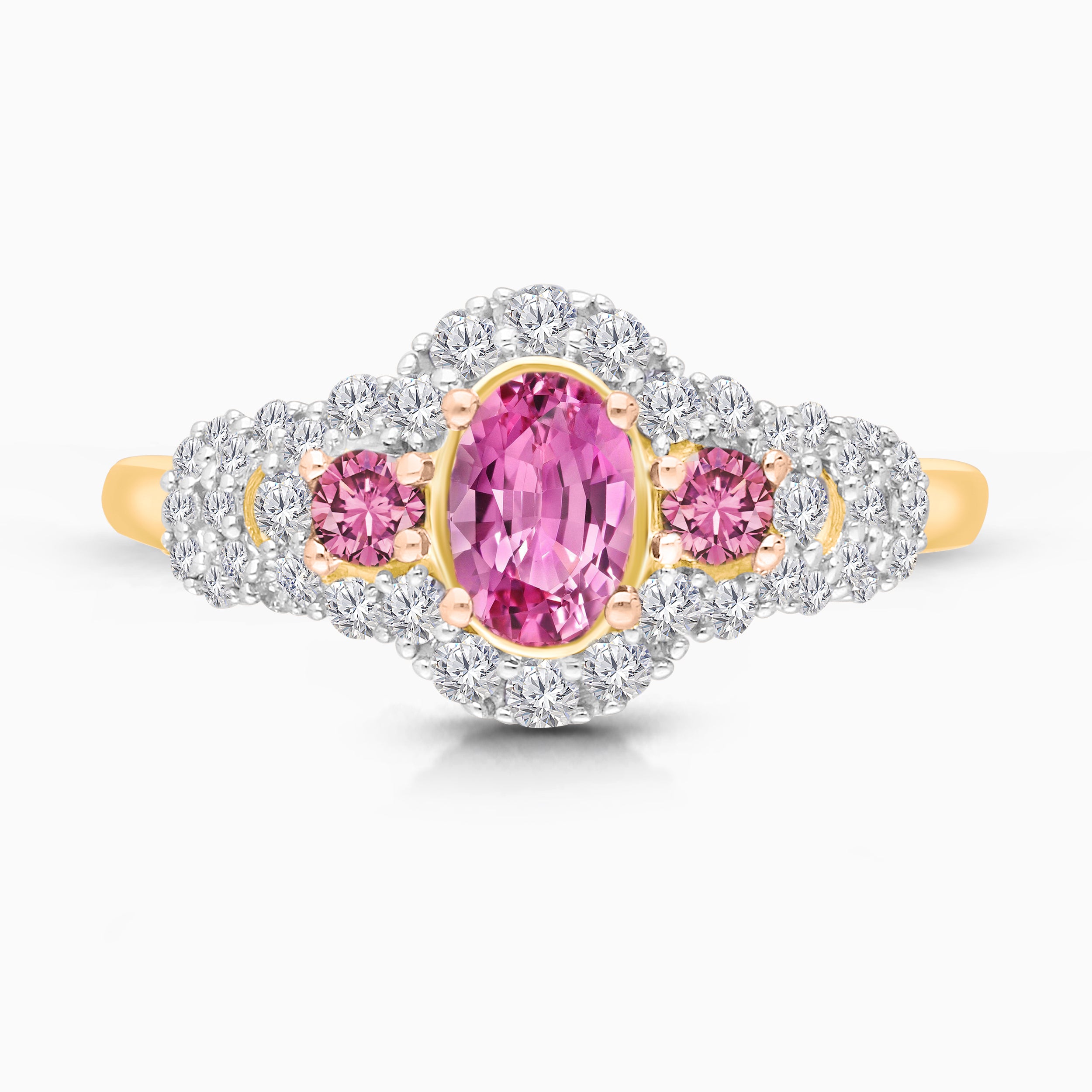 Trio Pink Sapphire & Diamond Ring