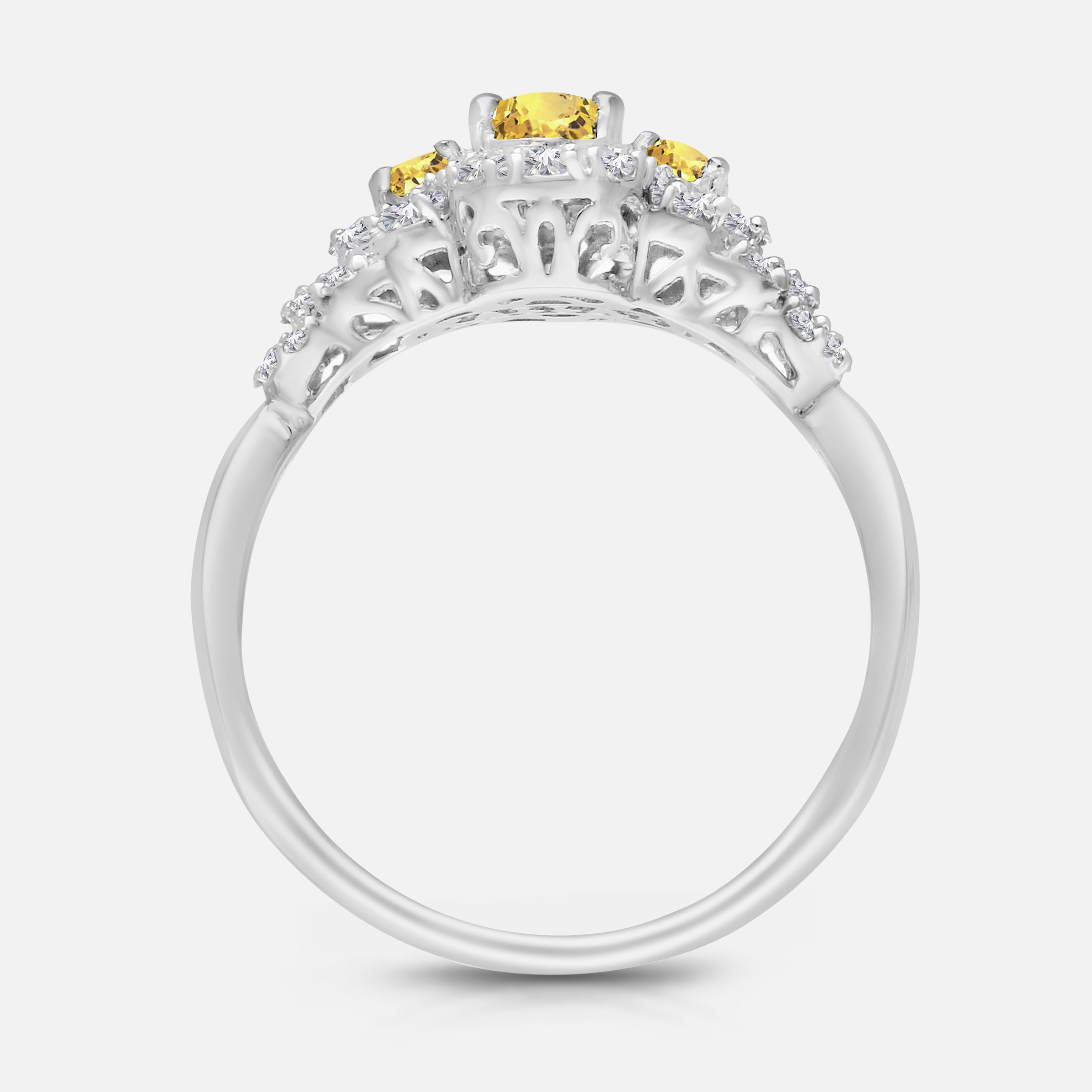 Amber Lit Diamond & Sapphire Ring