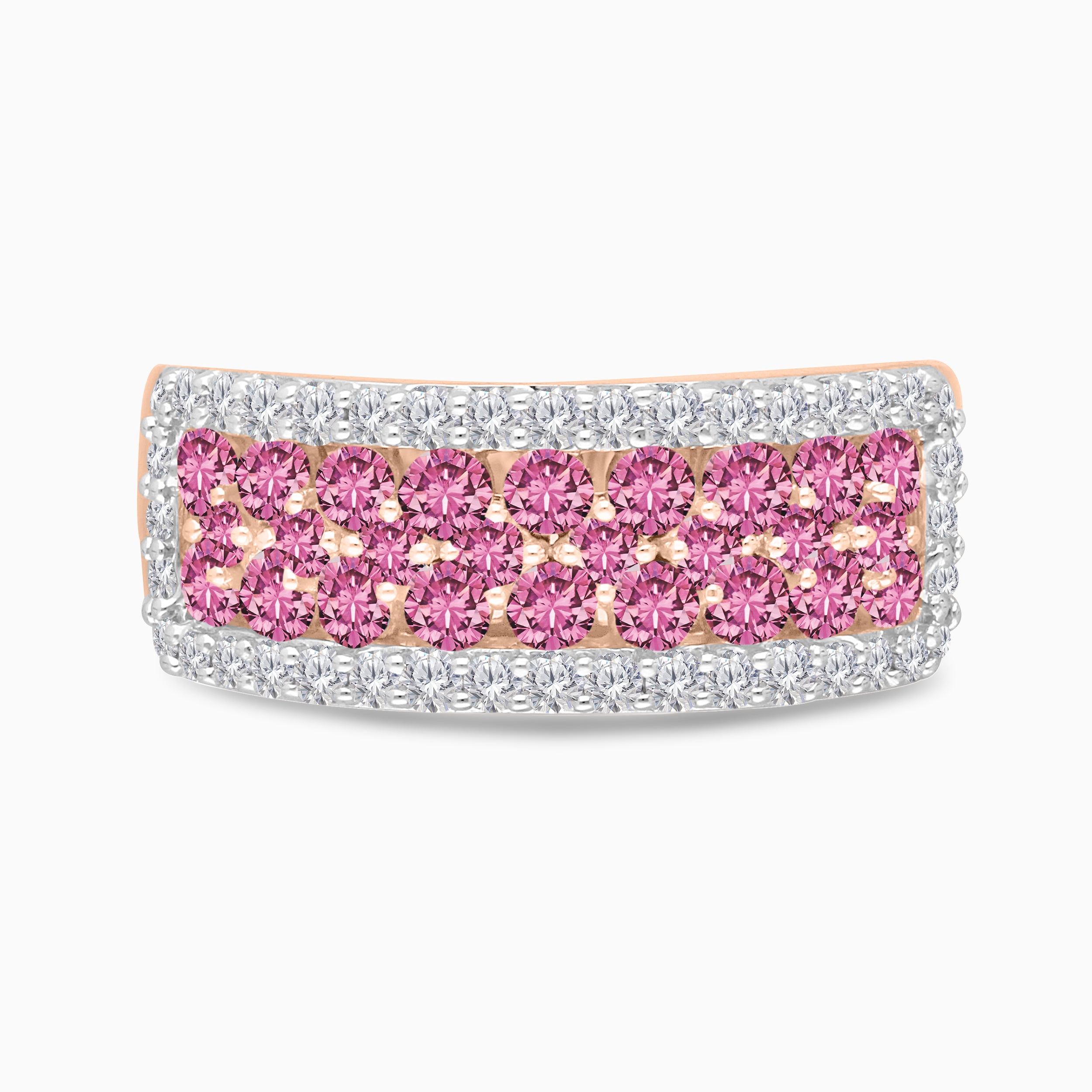 Bold Pink Sapphire & Diamond Band