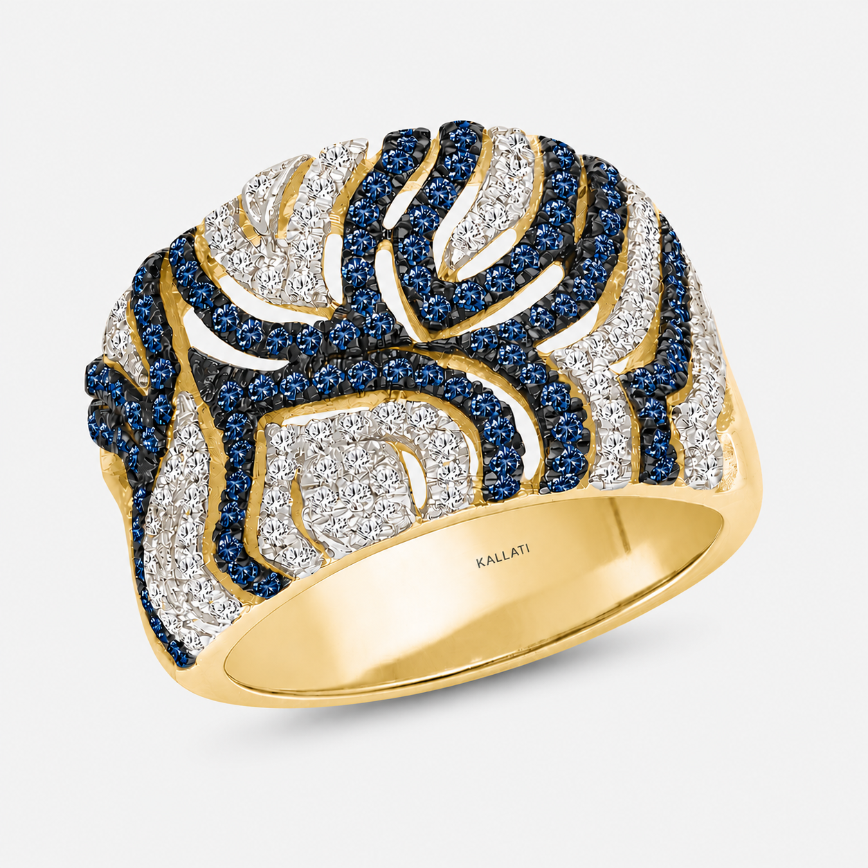 Tiger Striped Blue & White Diamond Ring blue diamond