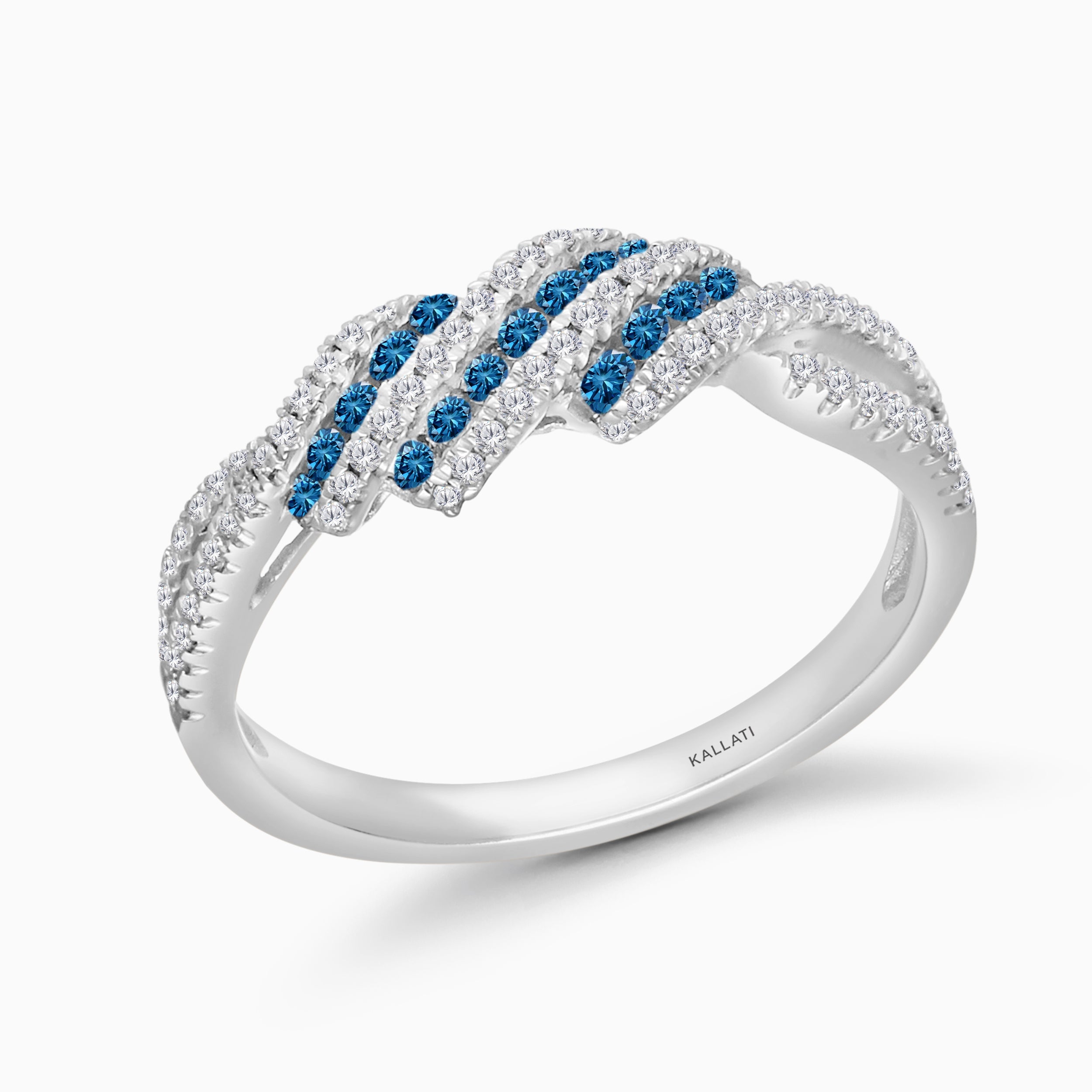 Crossing Waves Blue Diamond Ring