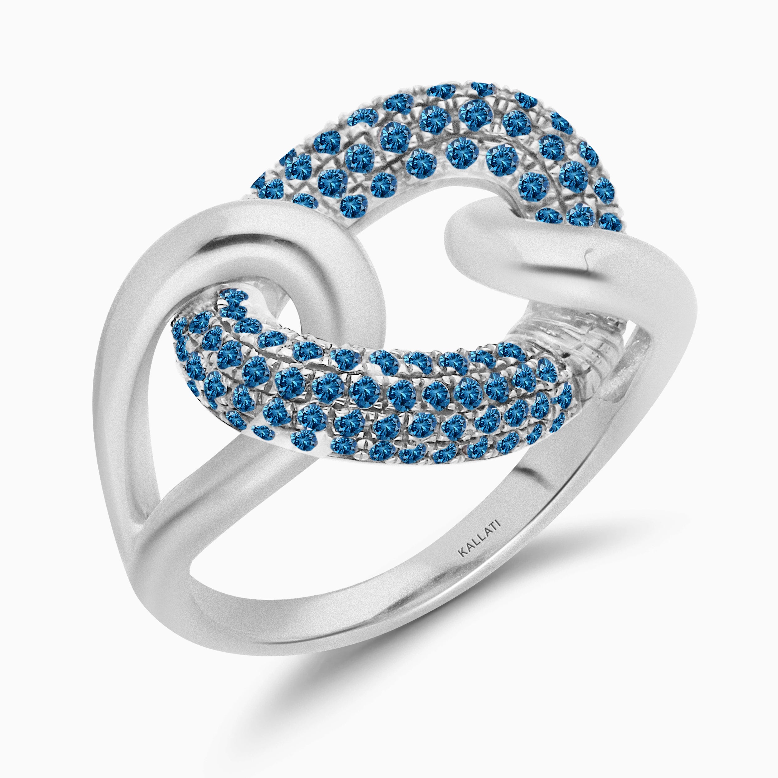 Blue Diamond Open Link Chain Ring