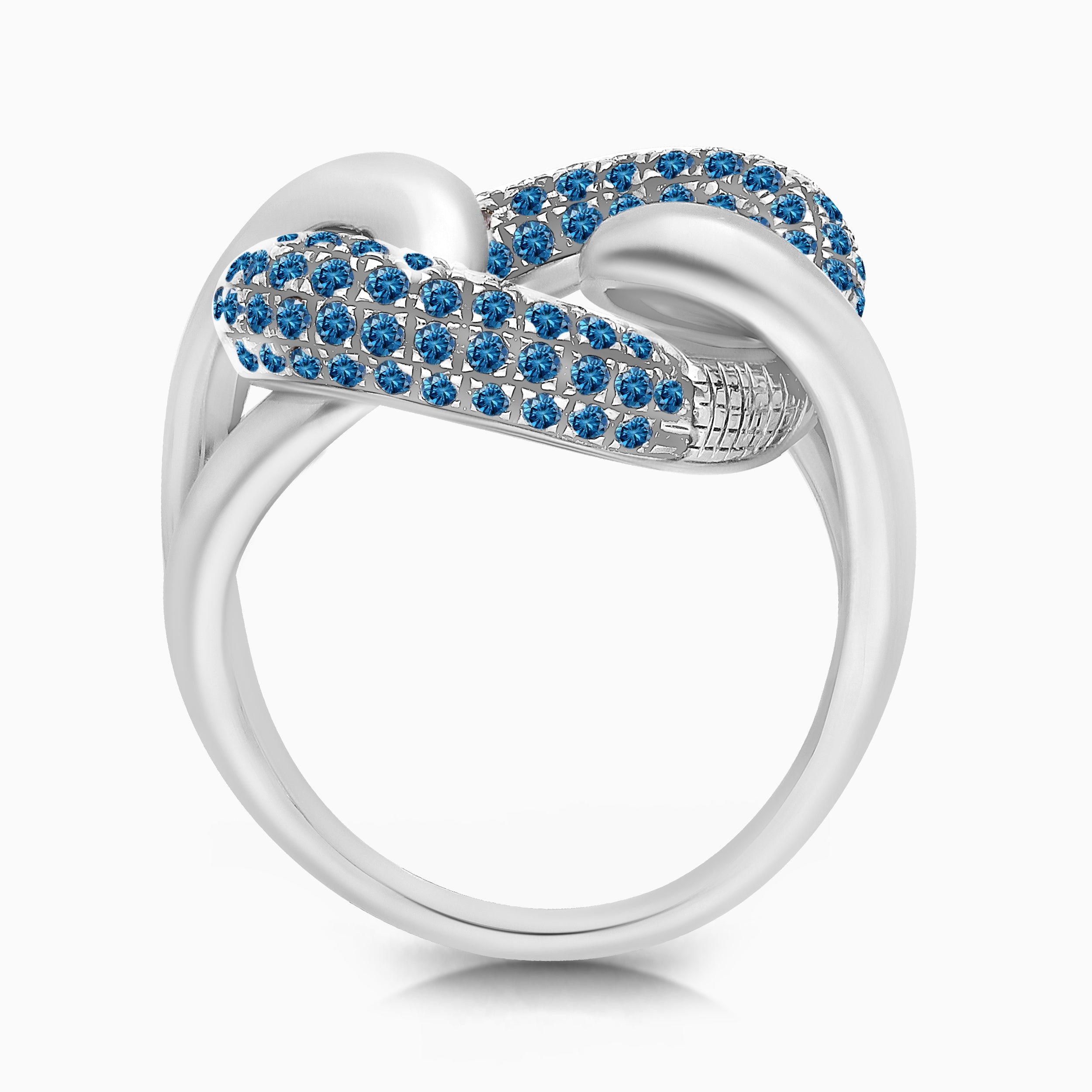 Blue Diamond Open Link Chain Ring