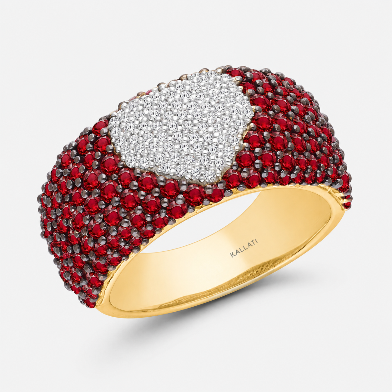 Domed Heart Ruby & Diamond Band Ruby