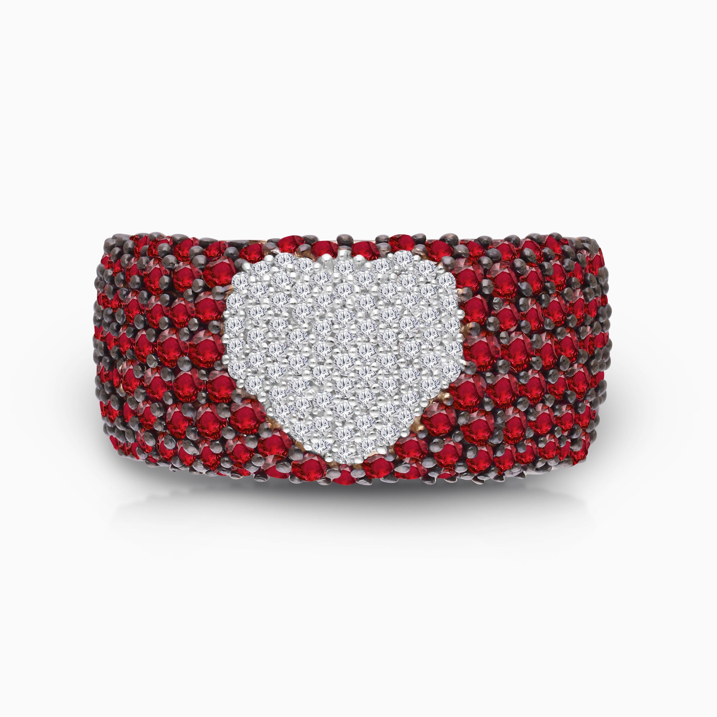 Domed Heart Ruby & Diamond Band